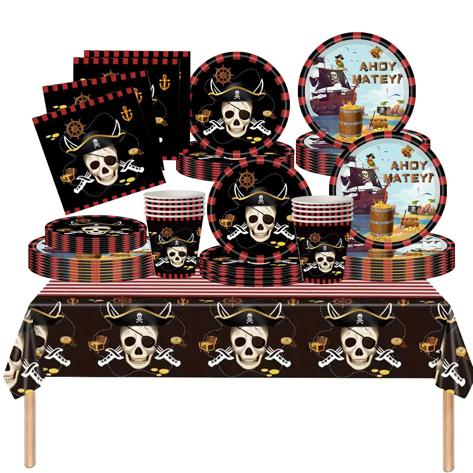 PYTRARTY 81 Pezzi Pirata Stoviglie per Feste di Compleanno - immagine 1