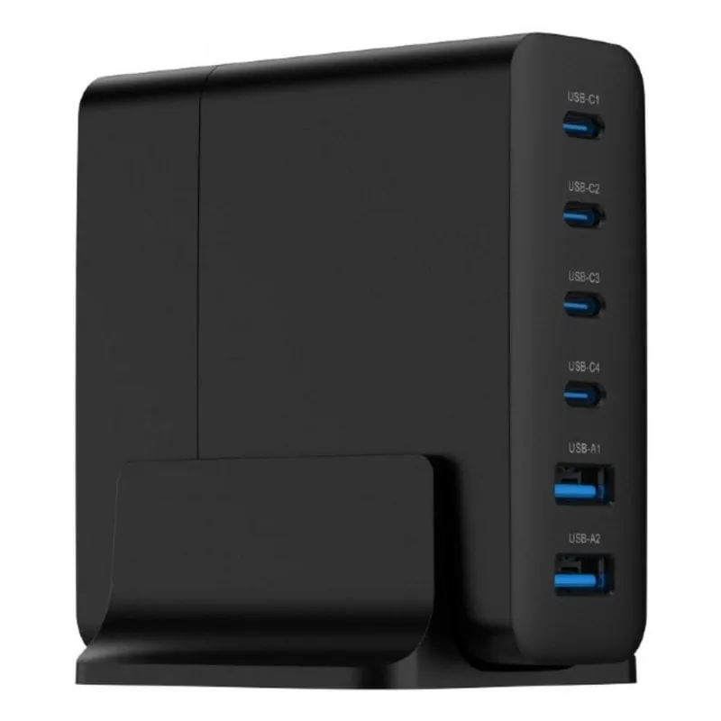 Caricabatterie da parete Gembird TA-UC-2A4C-PD75-01-BK 75W 6 porte USB GaN Nero - immagine 1