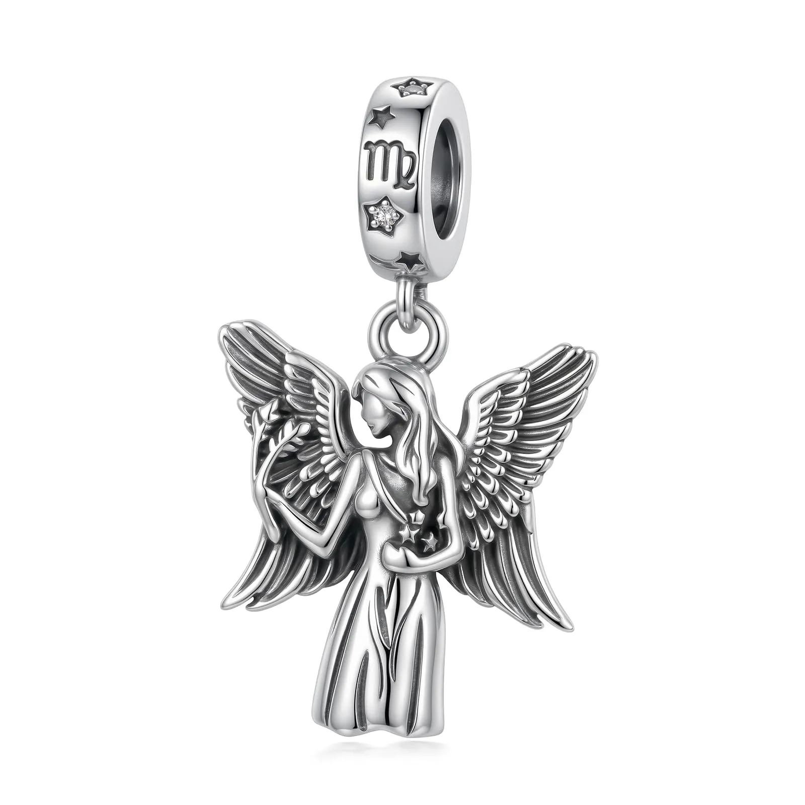 ROMANTICWORK Argento Sterling 925 koala/maialino/gatto/colibrari/bovino/manzo/leone/volpe/scimmia/teschio/tigre/panda rosso per braccialetti animali gioielli da donna, 13*8mm, Argento sterling, Non - immagine 1