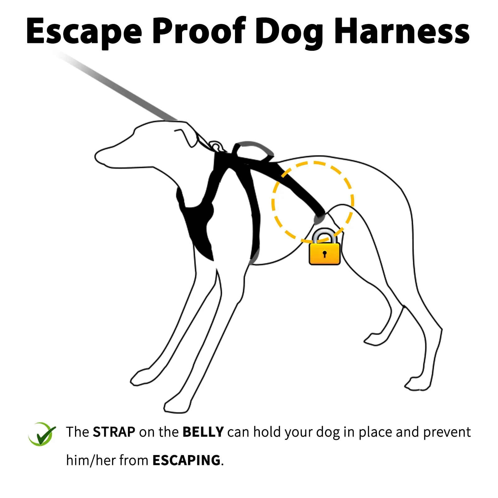 Huntboo Pettorina per cani a prova di fuga, pettorina per cani anti-fuga, pettorina completamente riflettente con impugnatura imbottita, traspirante, resistente e regolabile per cani - immagine 2
