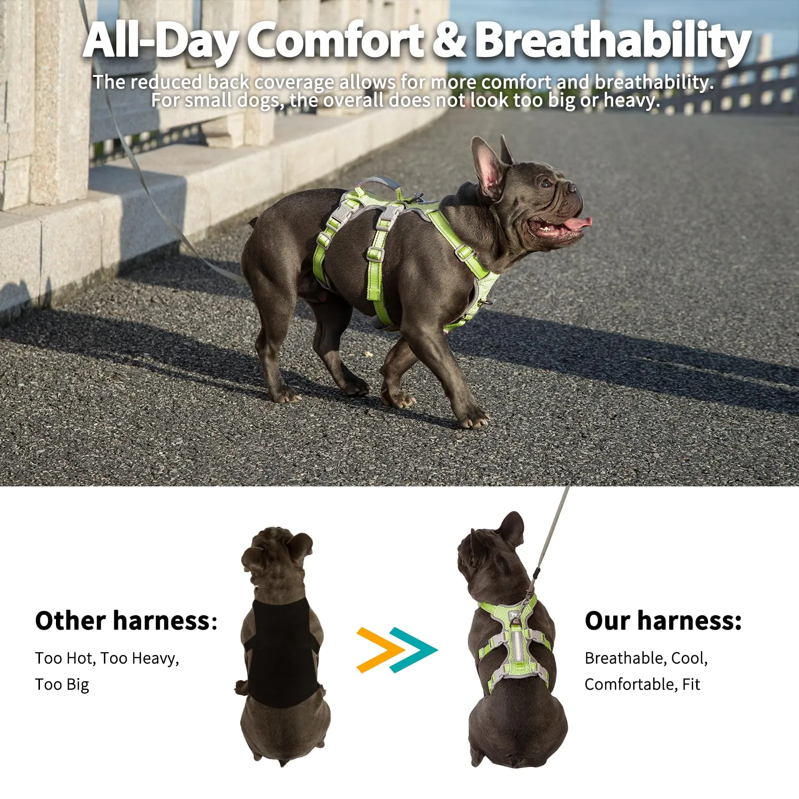 Huntboo Pettorina per cani a prova di fuga, pettorina per cani anti-fuga, pettorina completamente riflettente con impugnatura imbottita, traspirante, resistente e regolabile per cani - immagine 5