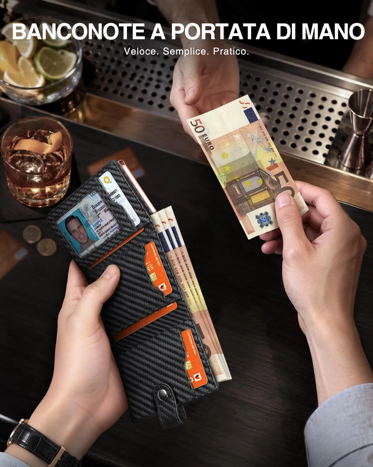 Tomylv Portafoglio Uomo Slim, Porta Carte di Credito con RFID -Nero (tutte) - immagine 6