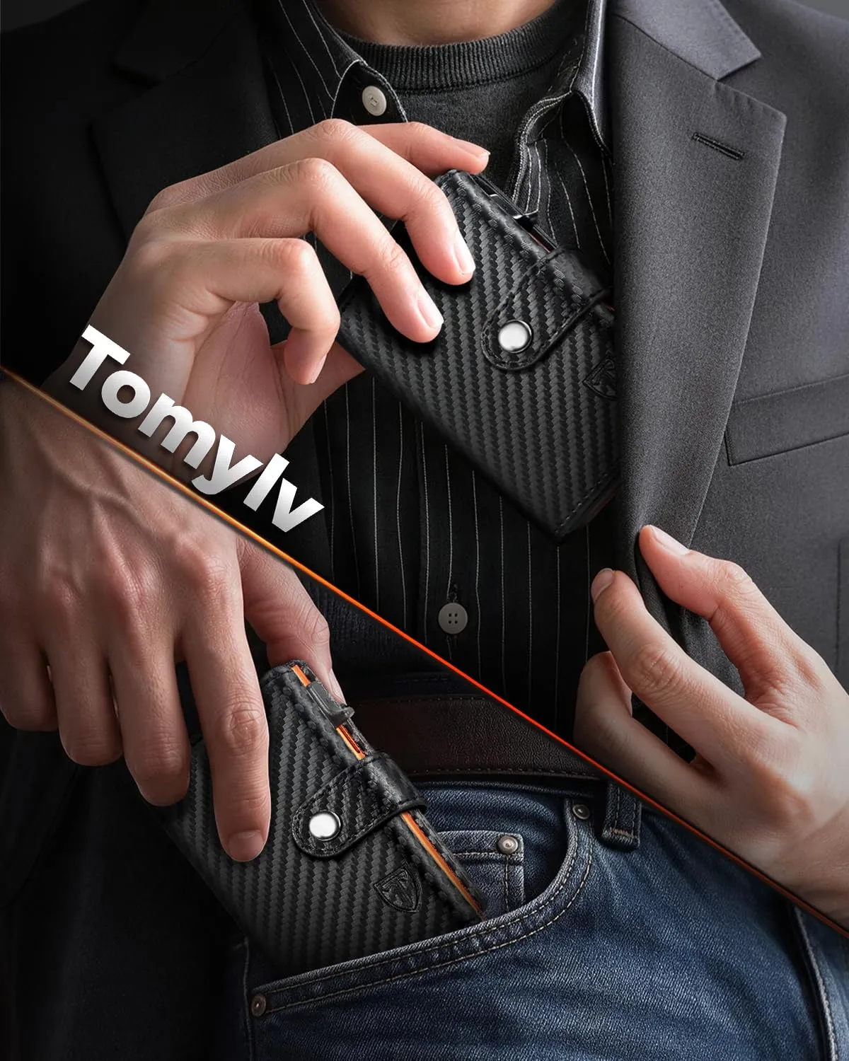 Tomylv Portafoglio Uomo Slim, Porta Carte di Credito con RFID -Nero (tutte) - immagine 7