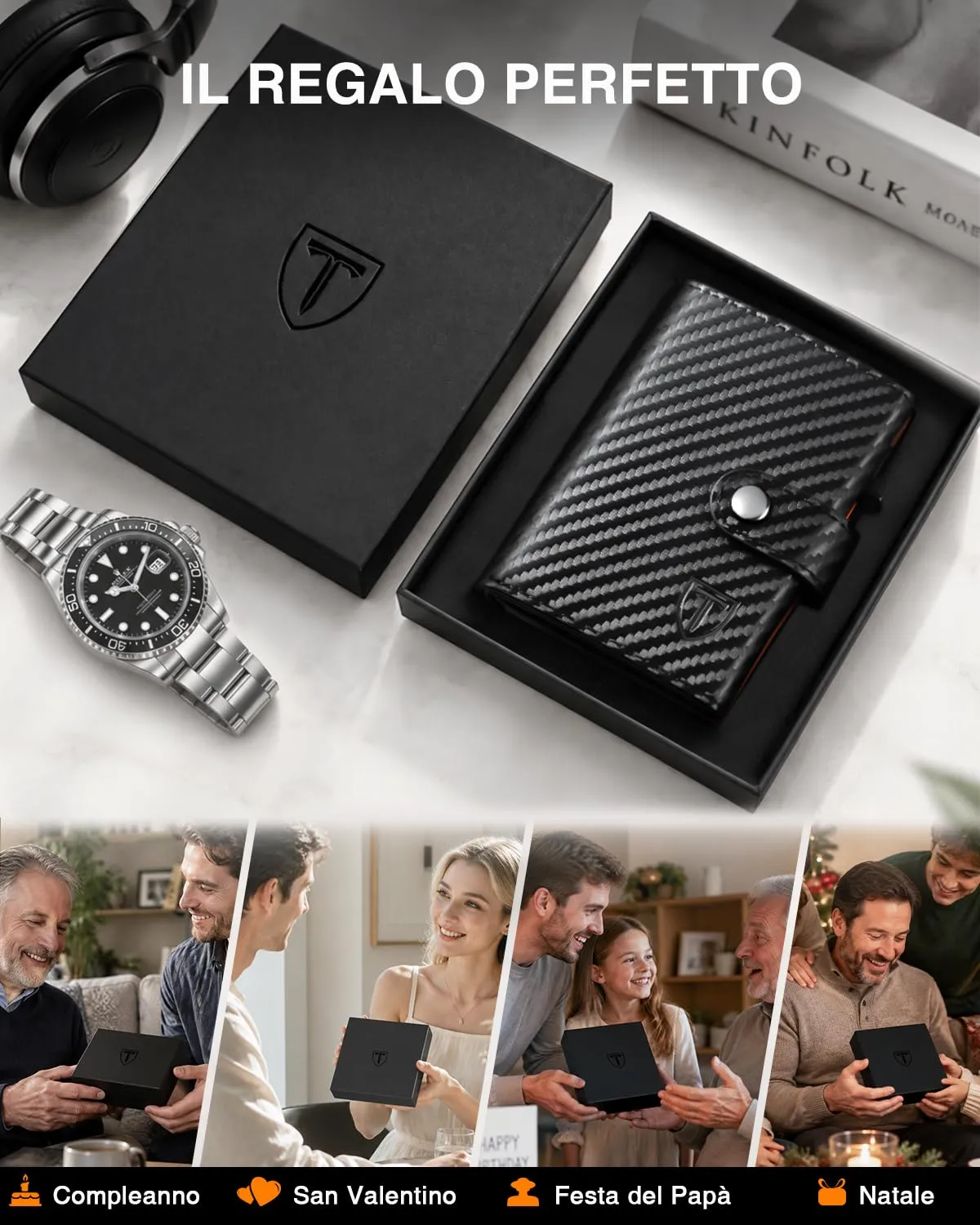 Tomylv Portafoglio Uomo Slim, Porta Carte di Credito con RFID -Nero (tutte) - immagine 8