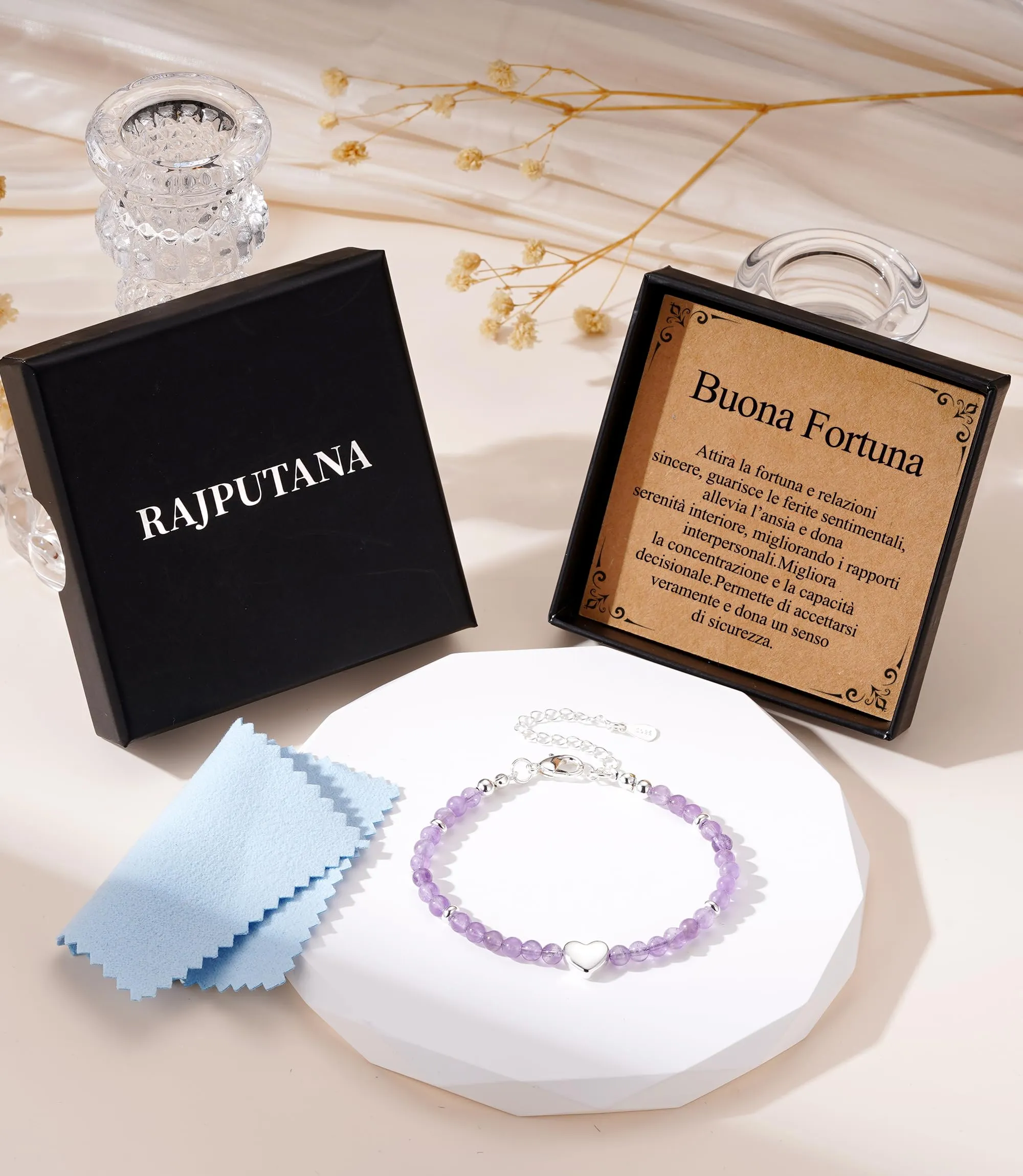 Rajputana Bracciale Donna Pietre Naturaliper Cristallo Regalo Compleanno - immagine 4