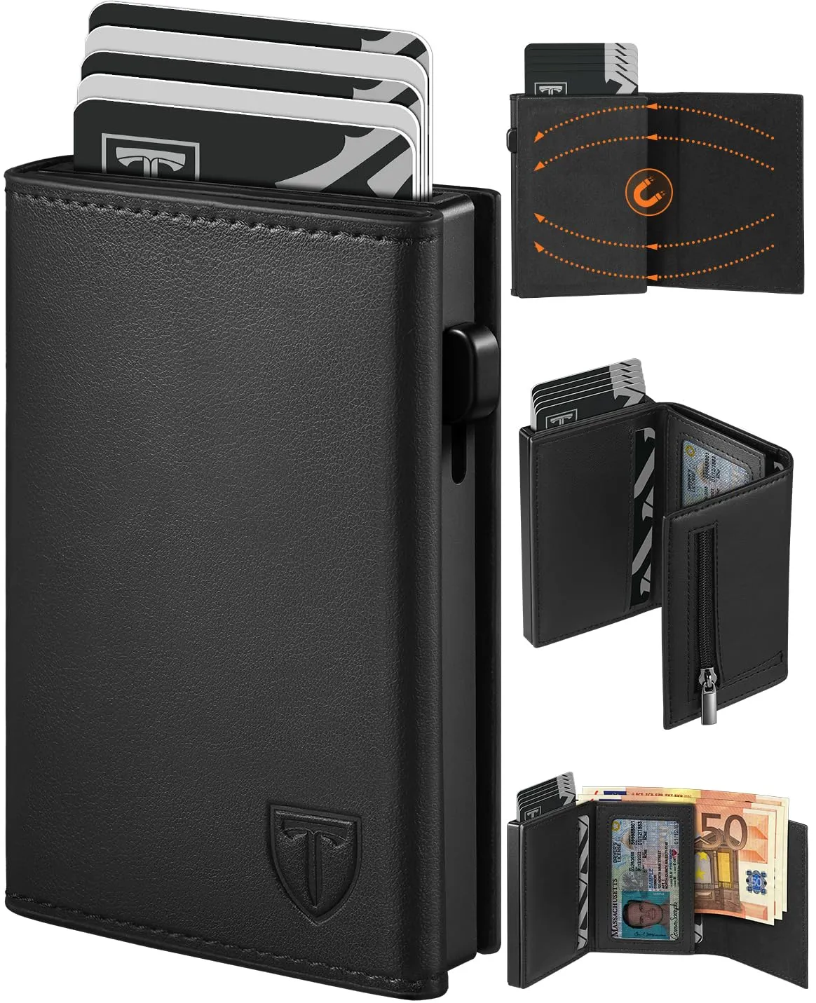 Tomylv Portafoglio Uomo - Porta Carte con RFID & Portamonete - Nero(tutte) - immagine 1