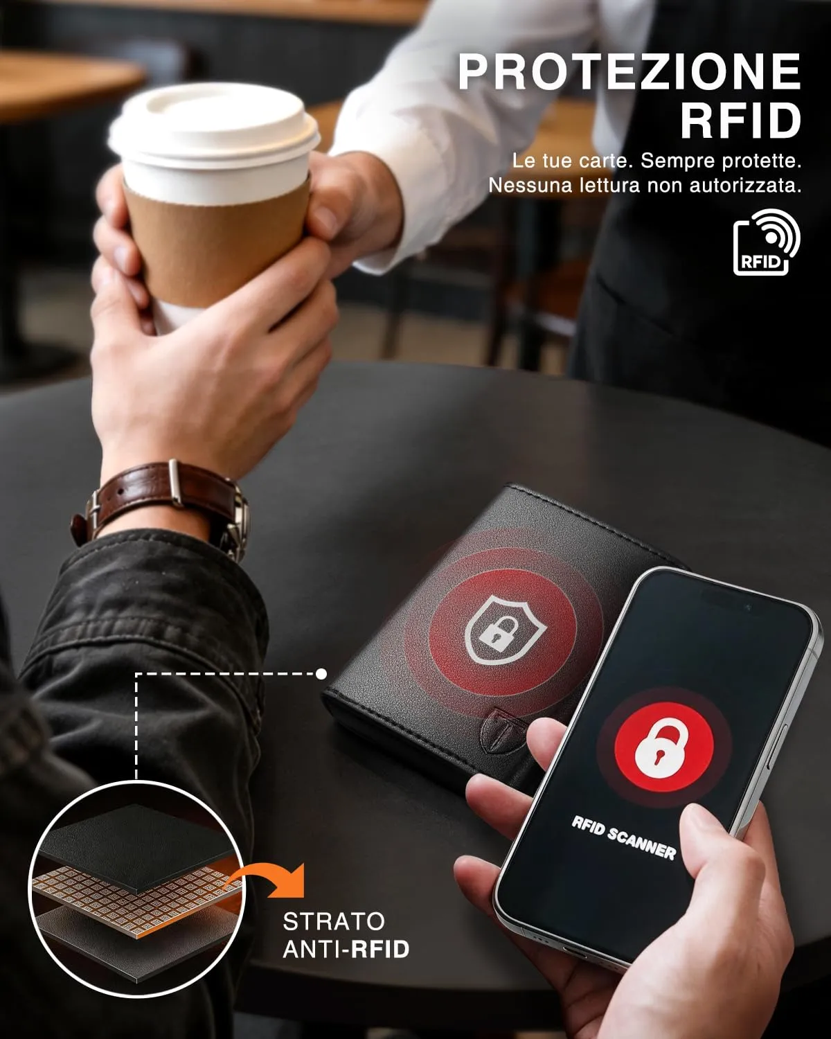 Tomylv Portafoglio Uomo - Porta Carte con RFID & Portamonete - Nero(tutte) - immagine 4