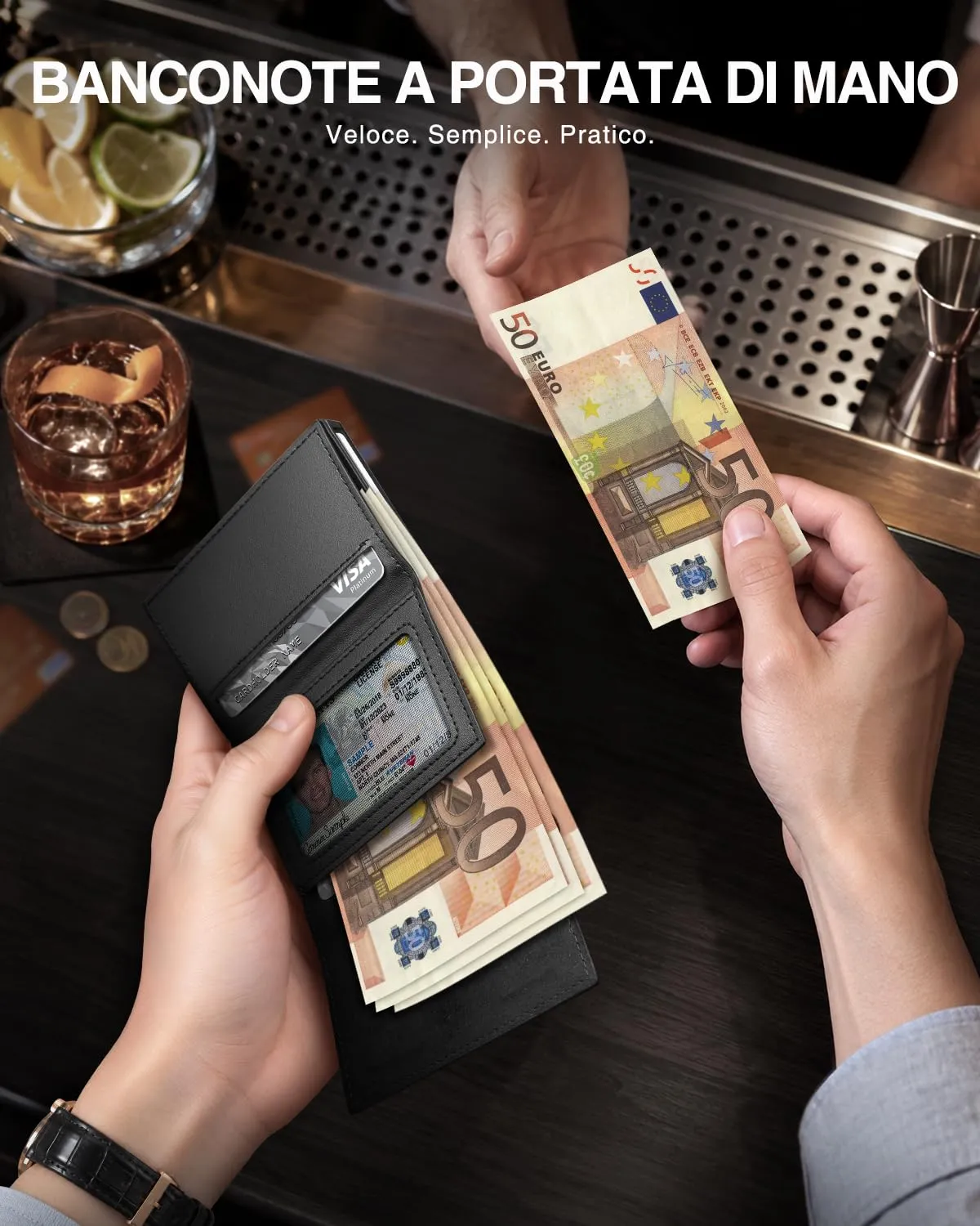 Tomylv Portafoglio Uomo - Porta Carte con RFID & Portamonete - Nero(tutte) - immagine 6