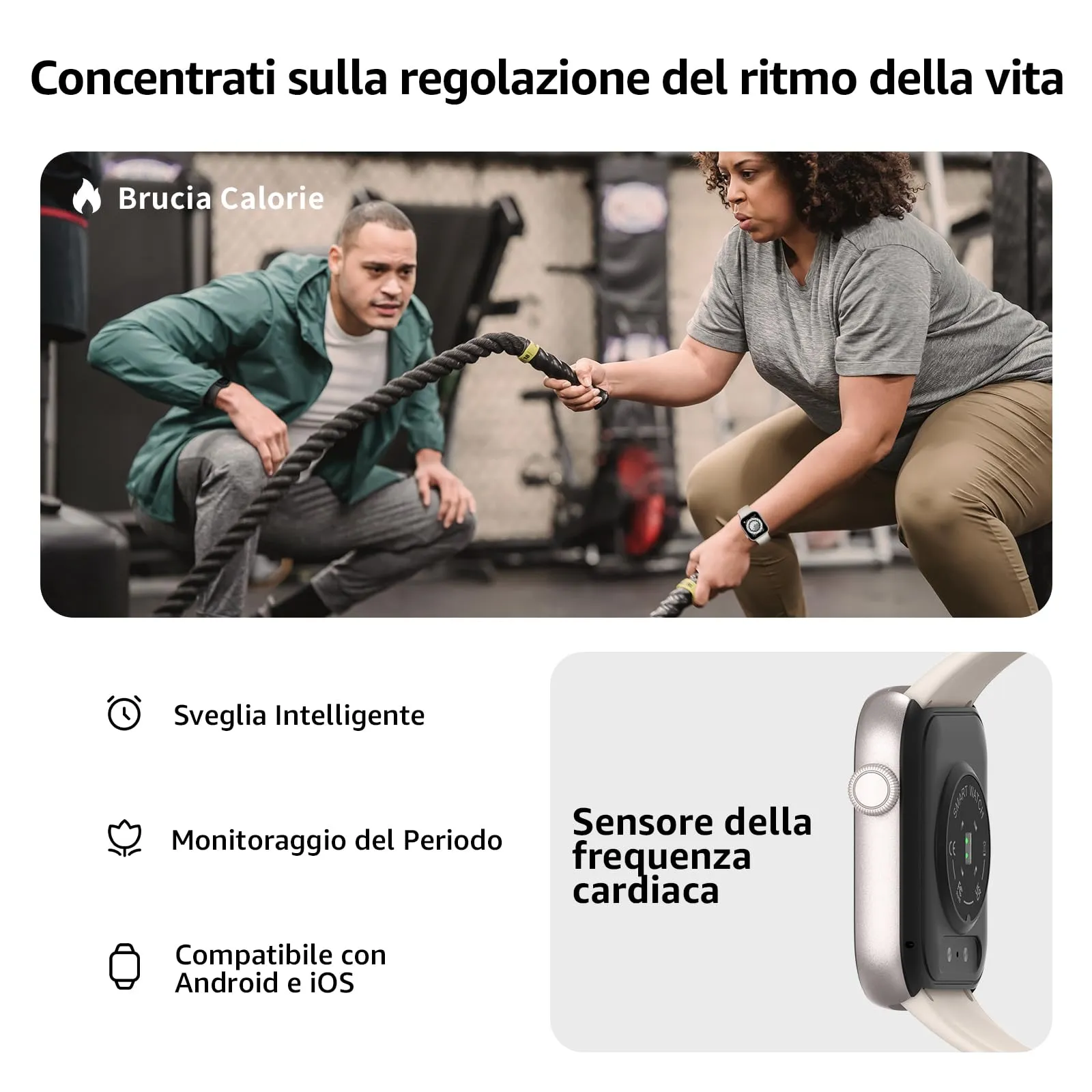AcclaFit Smartwatch Uomo Donna, 1.85" Orologio Smartwatch con Effettua/Risposta Chiamate, 113 Sportive Smart Watch con Contapassi/SpO2/Sonno/Cardiofrequenzimetro, Impermeabil IP68 per iOS Android - immagine 5