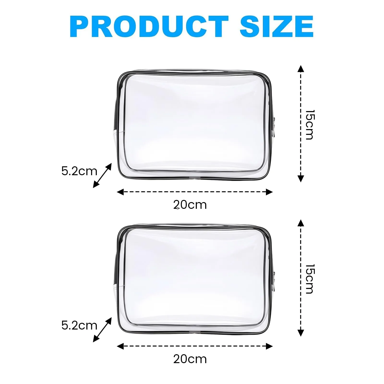 Aucuu Beauty Case Trasparente, 2PCS Borse Da Toilette Trasparente, Borse da Viaggio Impermeabile, Borsa Cosmetici Trasparent, Beauty Case da Viaggio - immagine 2