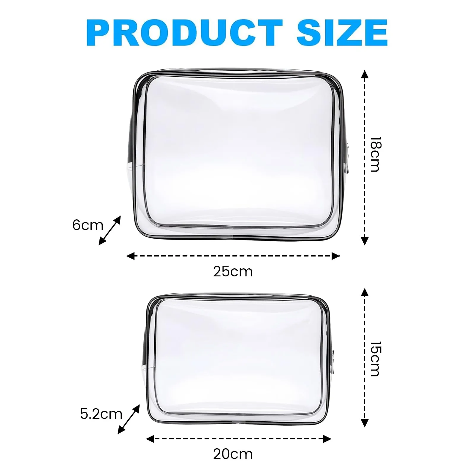 Aucuu Beauty Case Trasparente, 2PCS Borse Da Toilette Trasparente, Borse da Viaggio Impermeabile, Borsa Cosmetici Trasparent, Beauty Case da Viaggio - immagine 2