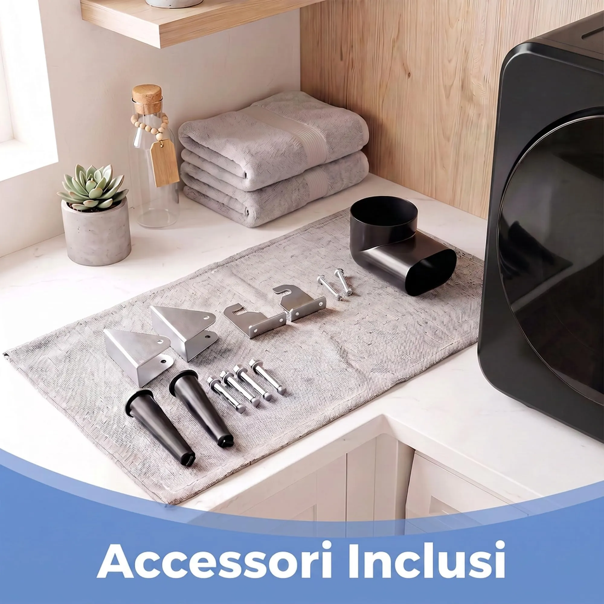 HOMCOM Mini Asciugatrice Portatile 2.5 kg, 5 Programmi, 800/400 W, Nero - immagine 7