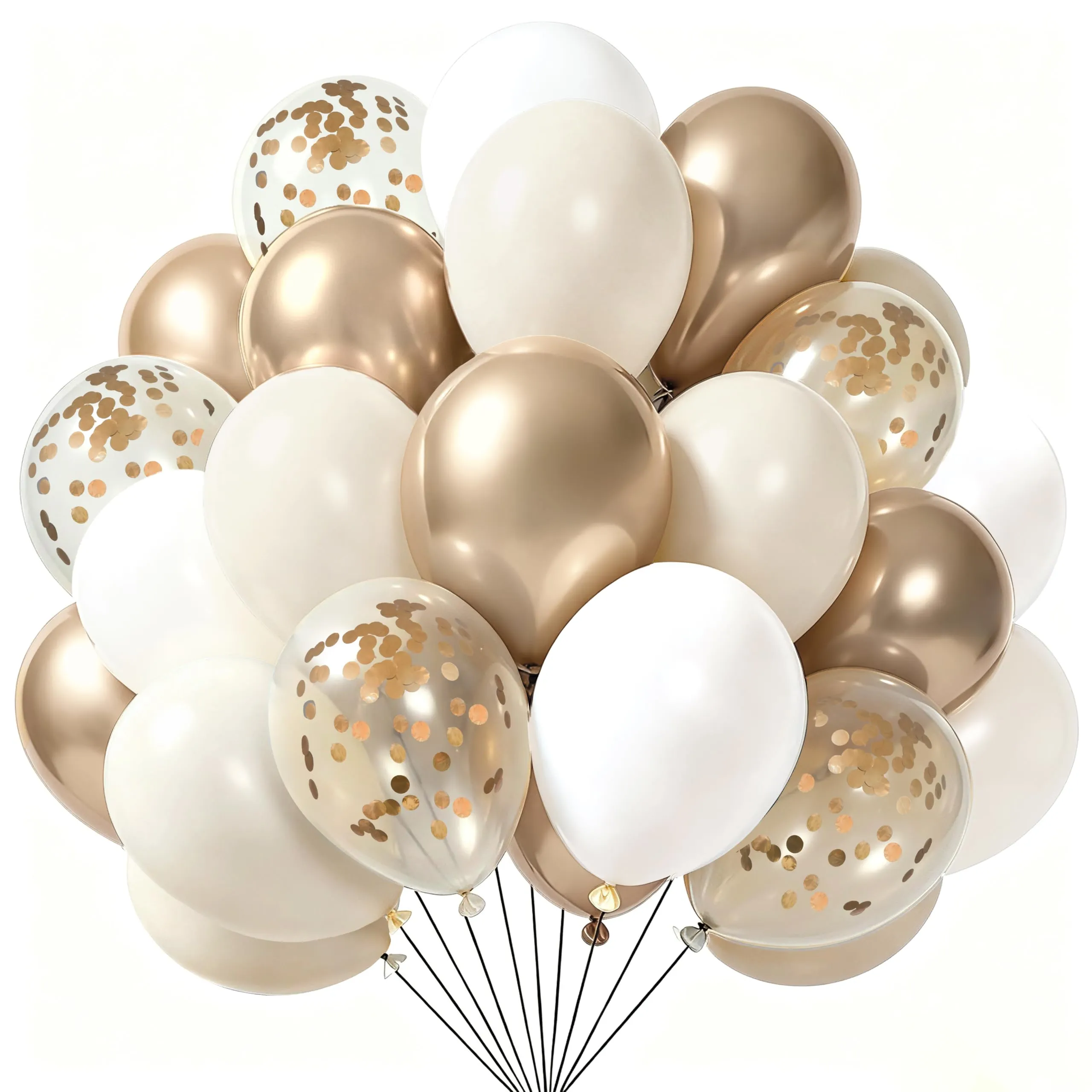 Yehnda Palloncini Compleanno Bianco Oro, 60 Pezzi Palloncini Oro Bianchi - immagine 1