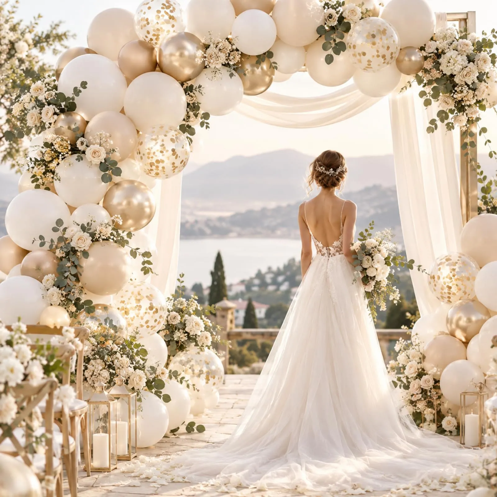Yehnda Palloncini Compleanno Bianco Oro, 60 Pezzi Palloncini Oro Bianchi - immagine 3