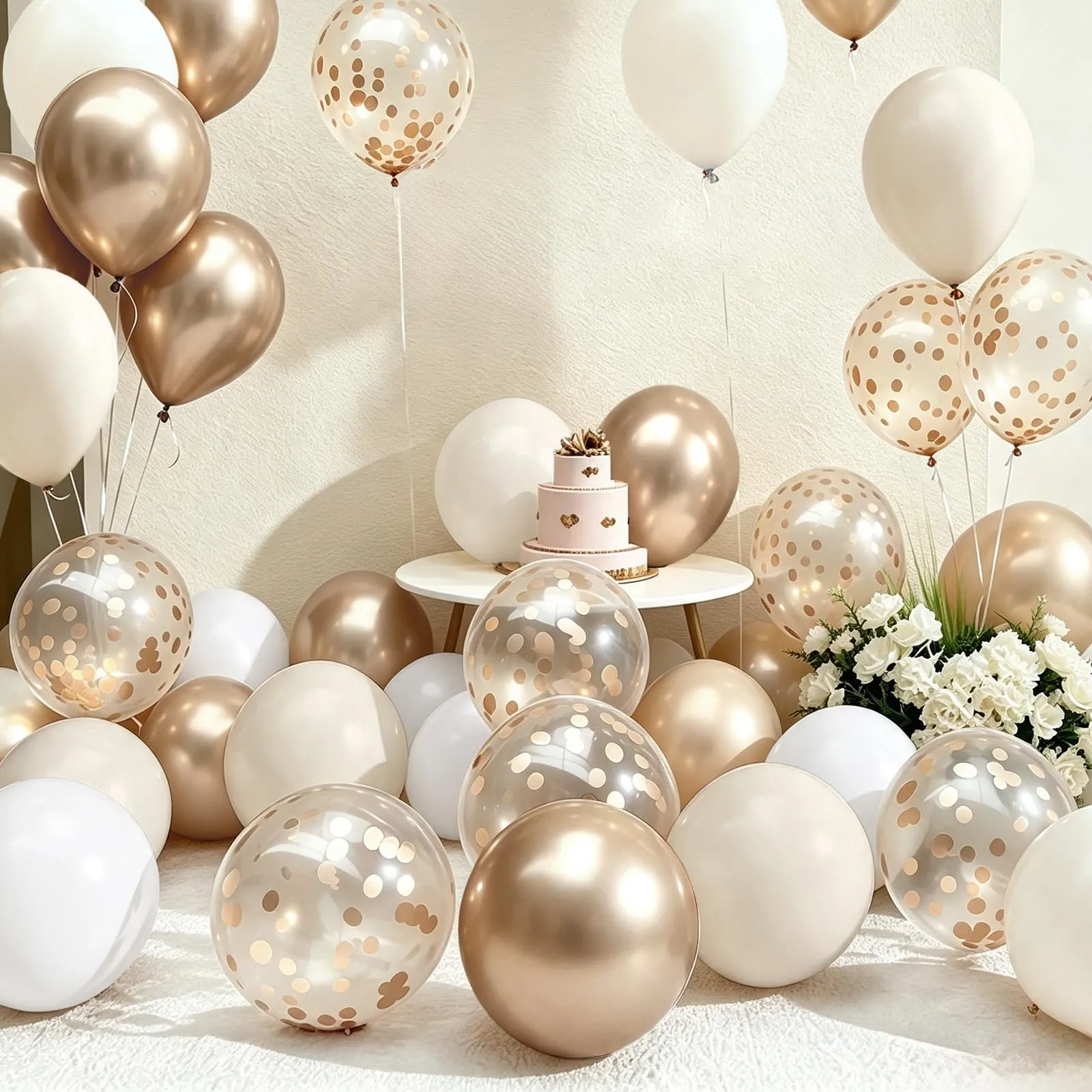 Yehnda Palloncini Compleanno Bianco Oro, 60 Pezzi Palloncini Oro Bianchi - immagine 4