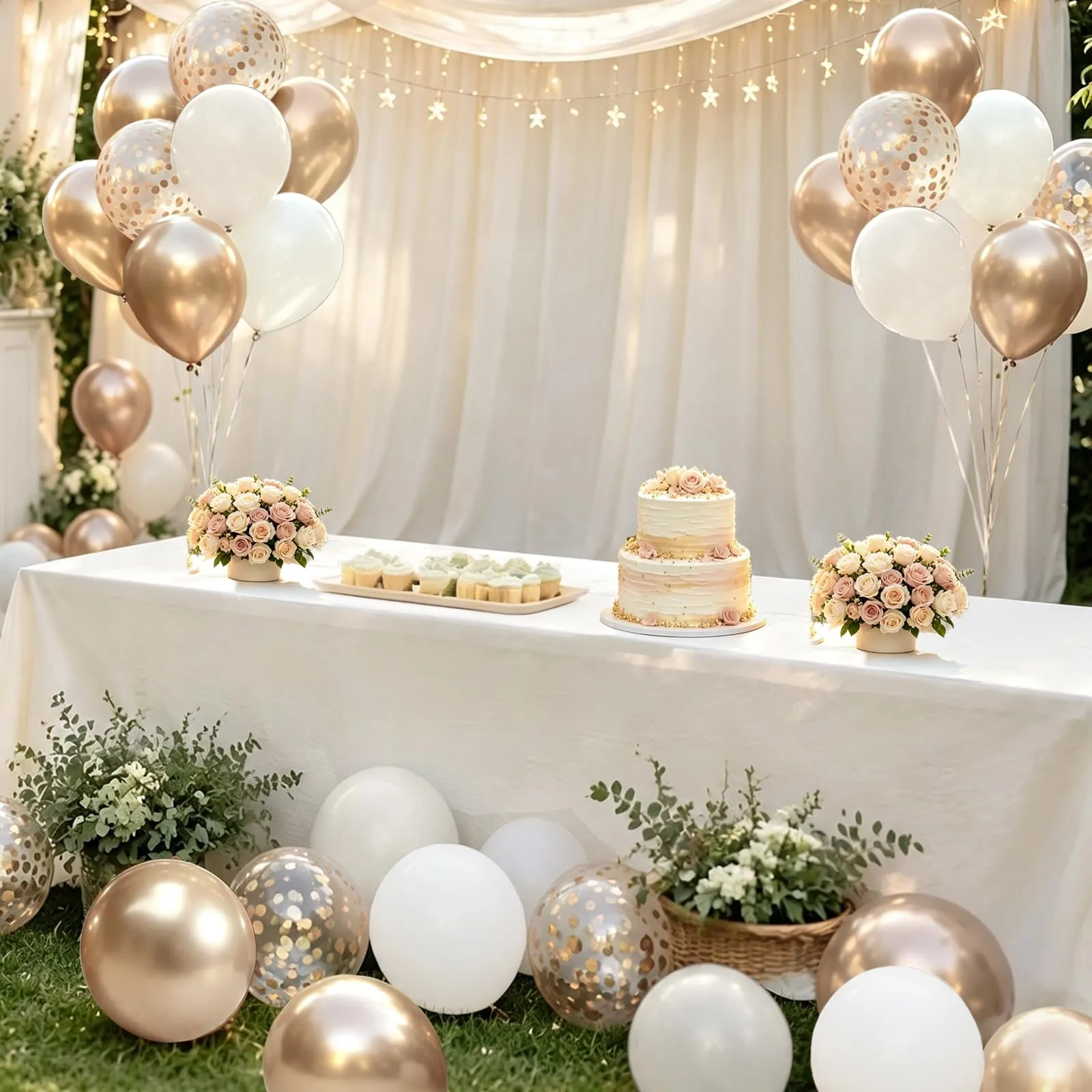Yehnda Palloncini Compleanno Bianco Oro, 60 Pezzi Palloncini Oro Bianchi - immagine 5