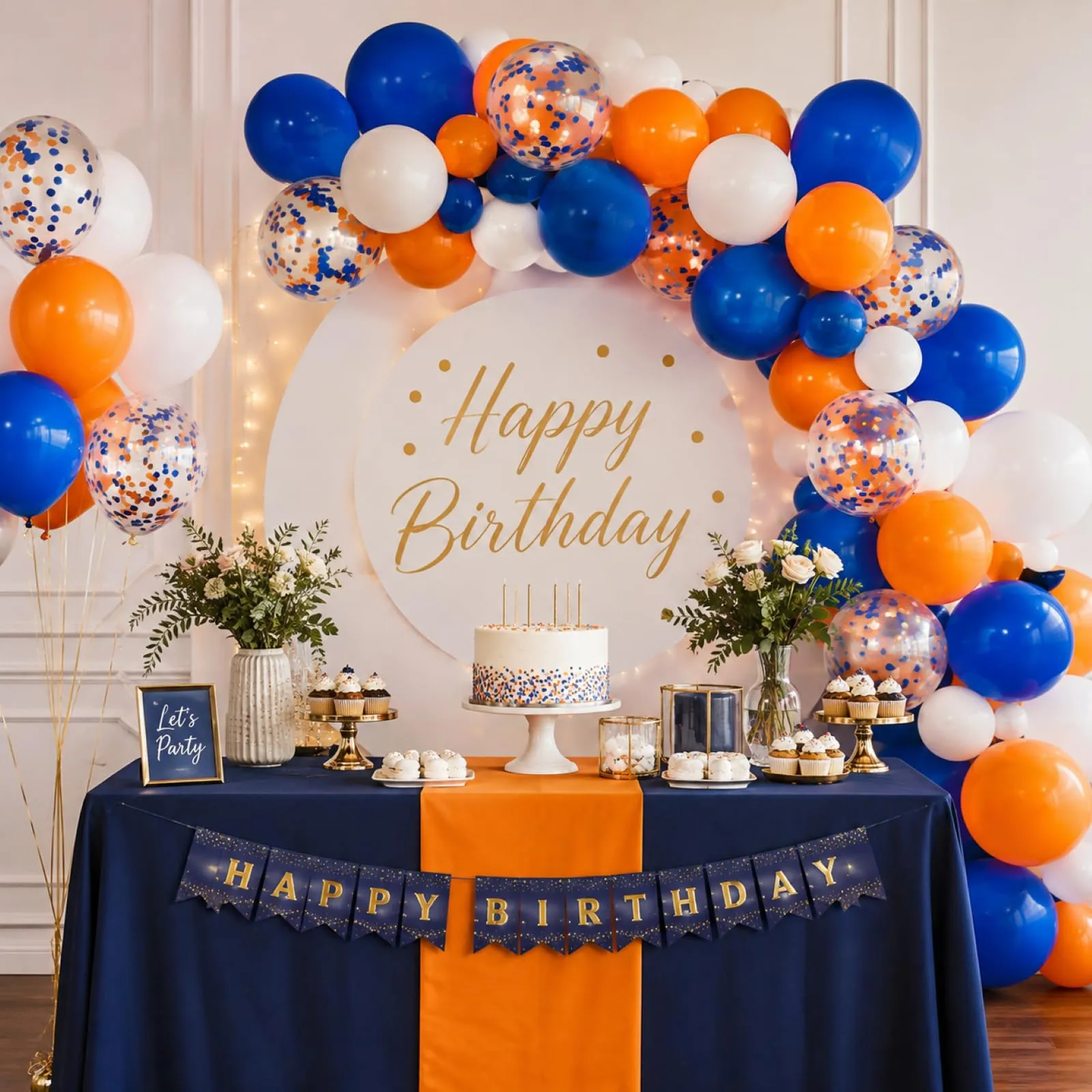 Yehnda Palloncini Compleanno Blu Arancia Bianchi, 60Pezzi - immagine 5