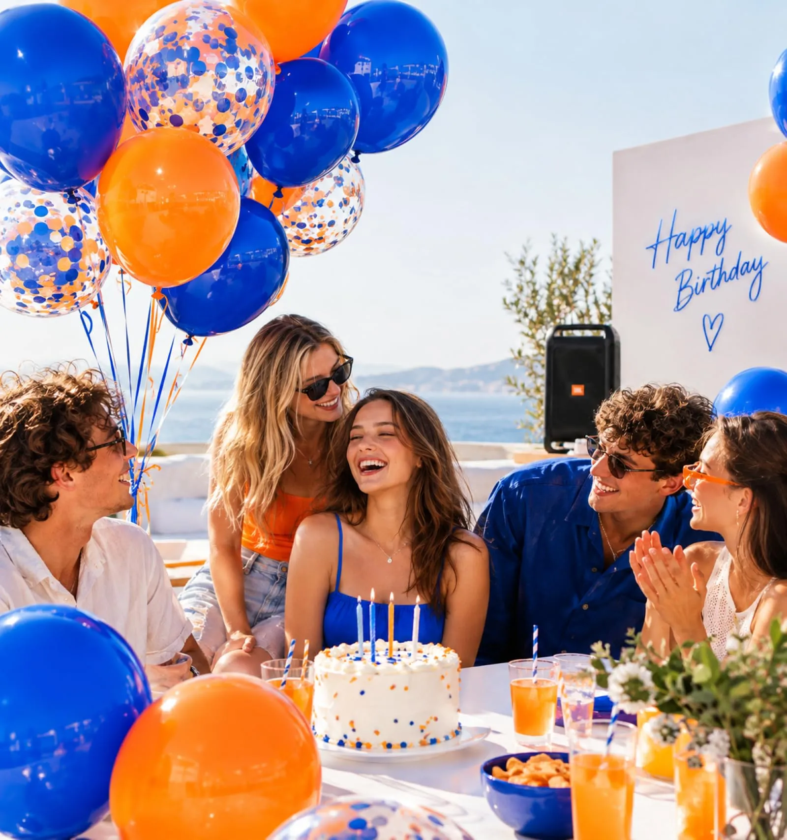 Yehnda Palloncini Compleanno Blu Arancia Bianchi, 60Pezzi - immagine 6