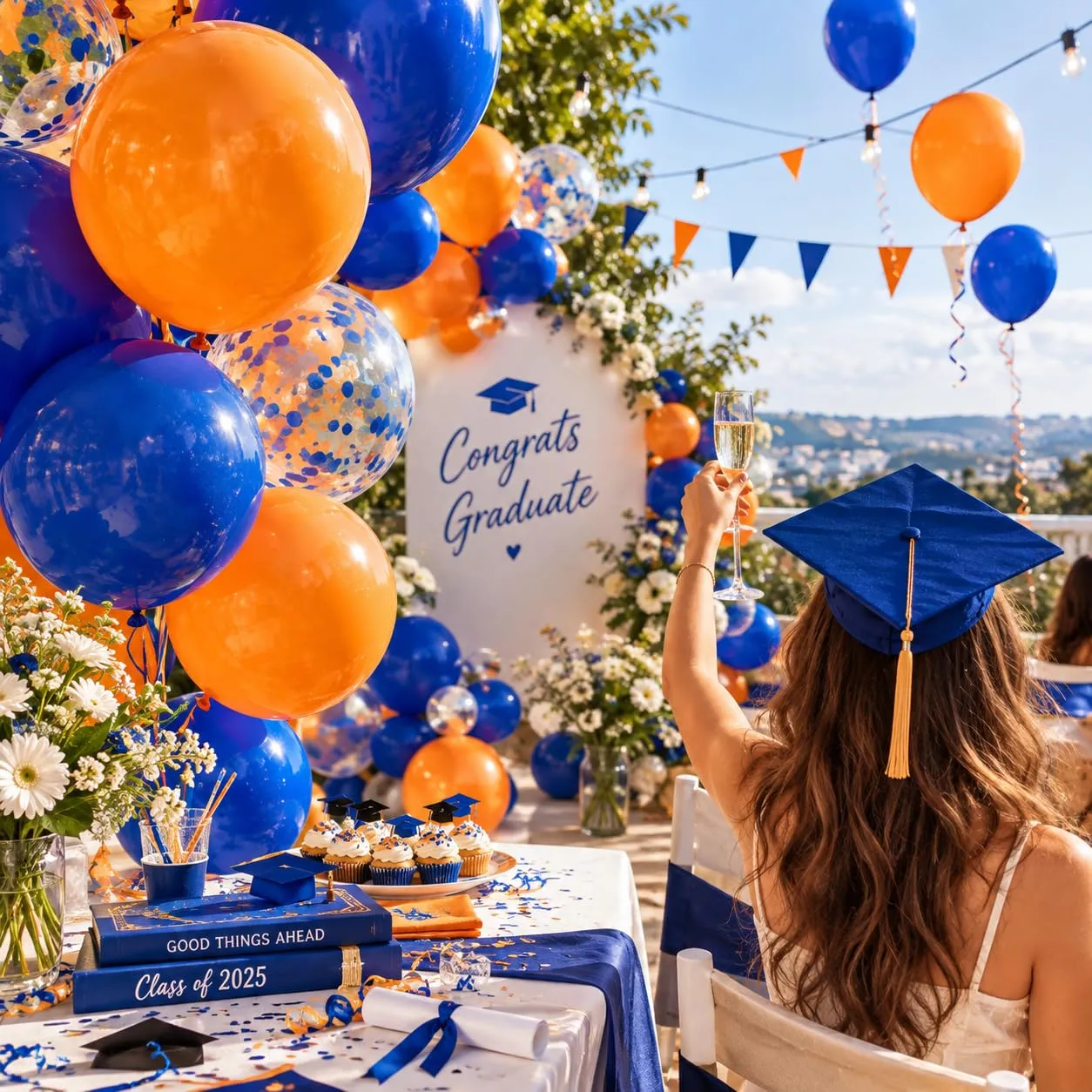 Yehnda Palloncini Compleanno Blu Arancia Bianchi, 60Pezzi - immagine 7