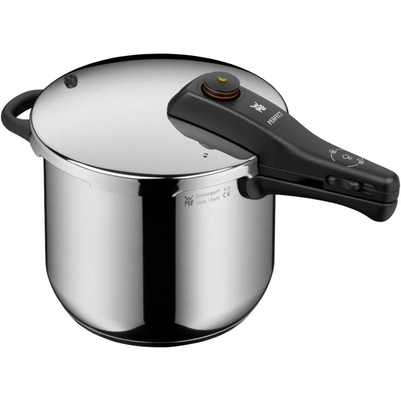 Pentola a pressione in acciaio inox 6,5 L, compatibile con piani a induzione, ceramica, gas e alogeni, diametro 22 cm - immagine 1