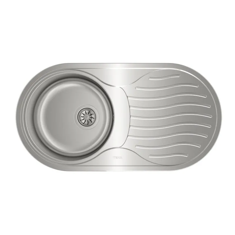 Lavello da incasso Teka DR 80 1C 1E, acciaio inox, una vasca, scolapiatti, forma ovale, 840 x 440 mm - immagine 1