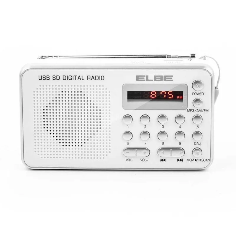 Radio Digitale Personale con Lettore di Schede RF-49-USB, AM/FM, MP3, USB, Display, Bianco - immagine 1