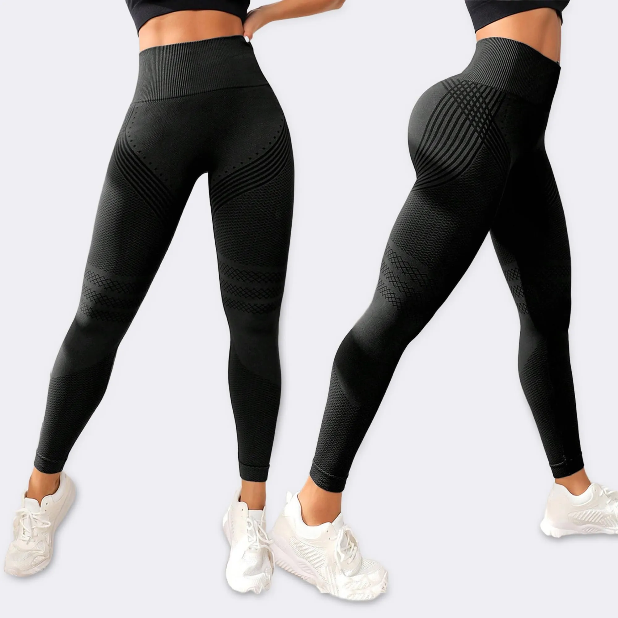 Leggings anticellulite da donna, lunghi, a compressione, sportivi, a vita - immagine 2