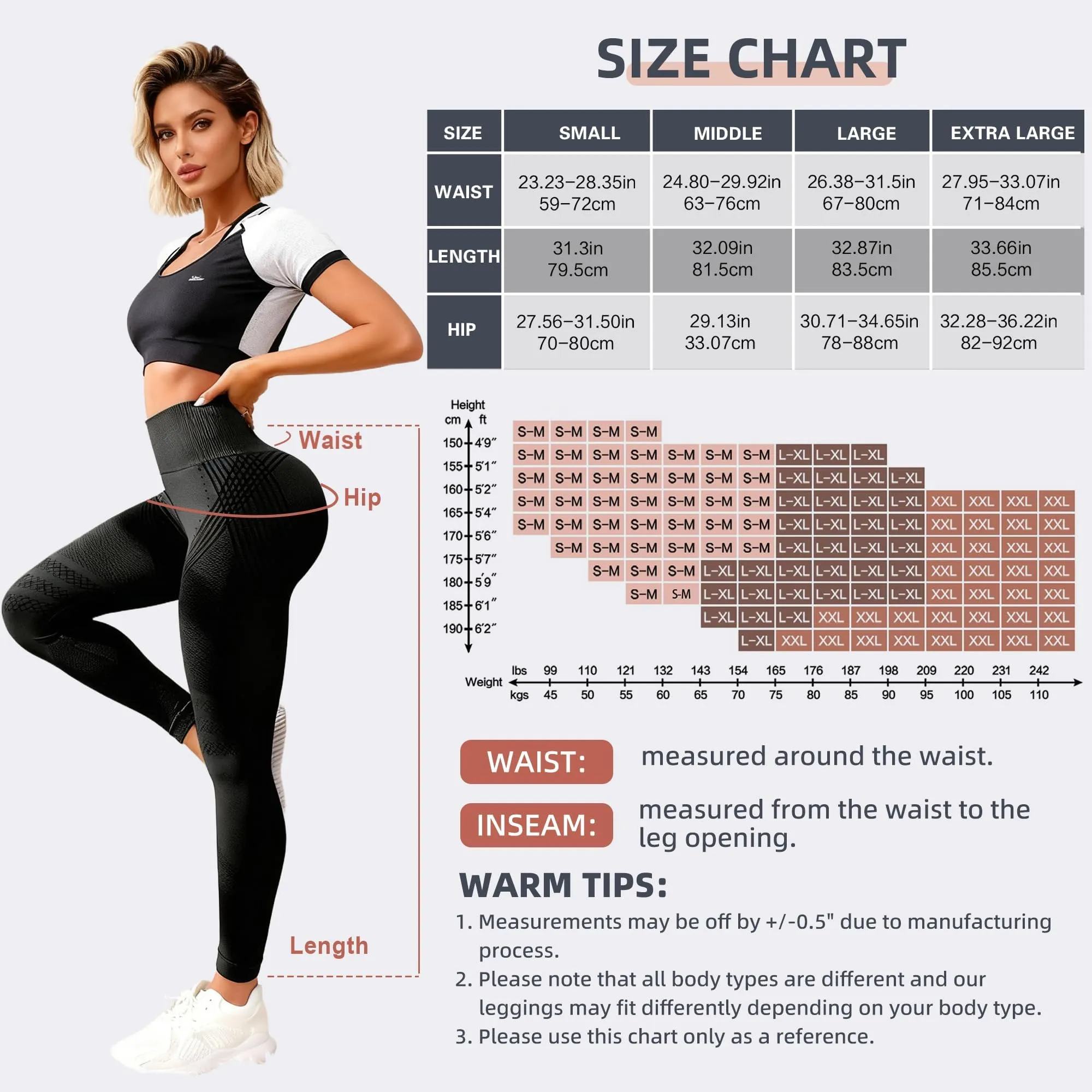Leggings anticellulite da donna, lunghi, a compressione, sportivi, a vita - immagine 7