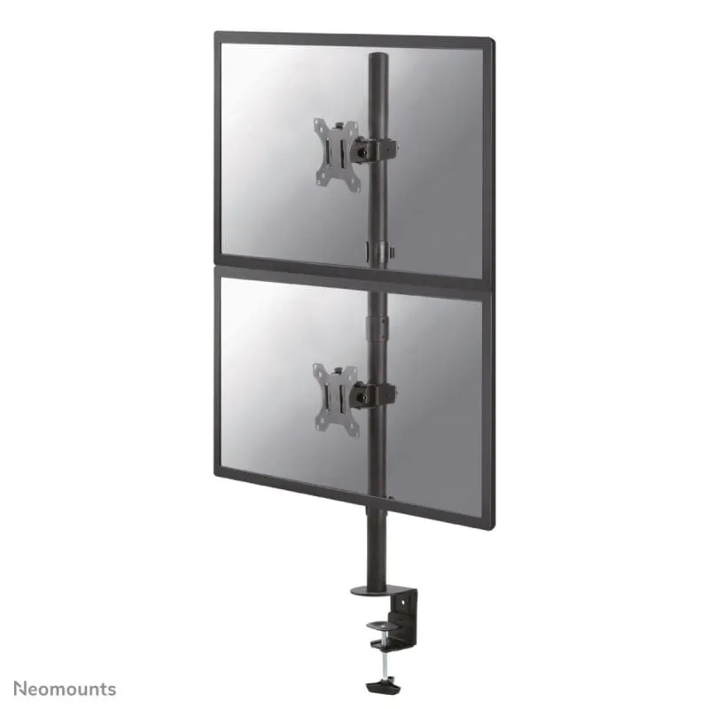 Supporto da scrivania per doppio monitor 10-32" con regolazione in altezza, inclinazione 0-90°, montaggio clamp/grommet, nero - immagine 1