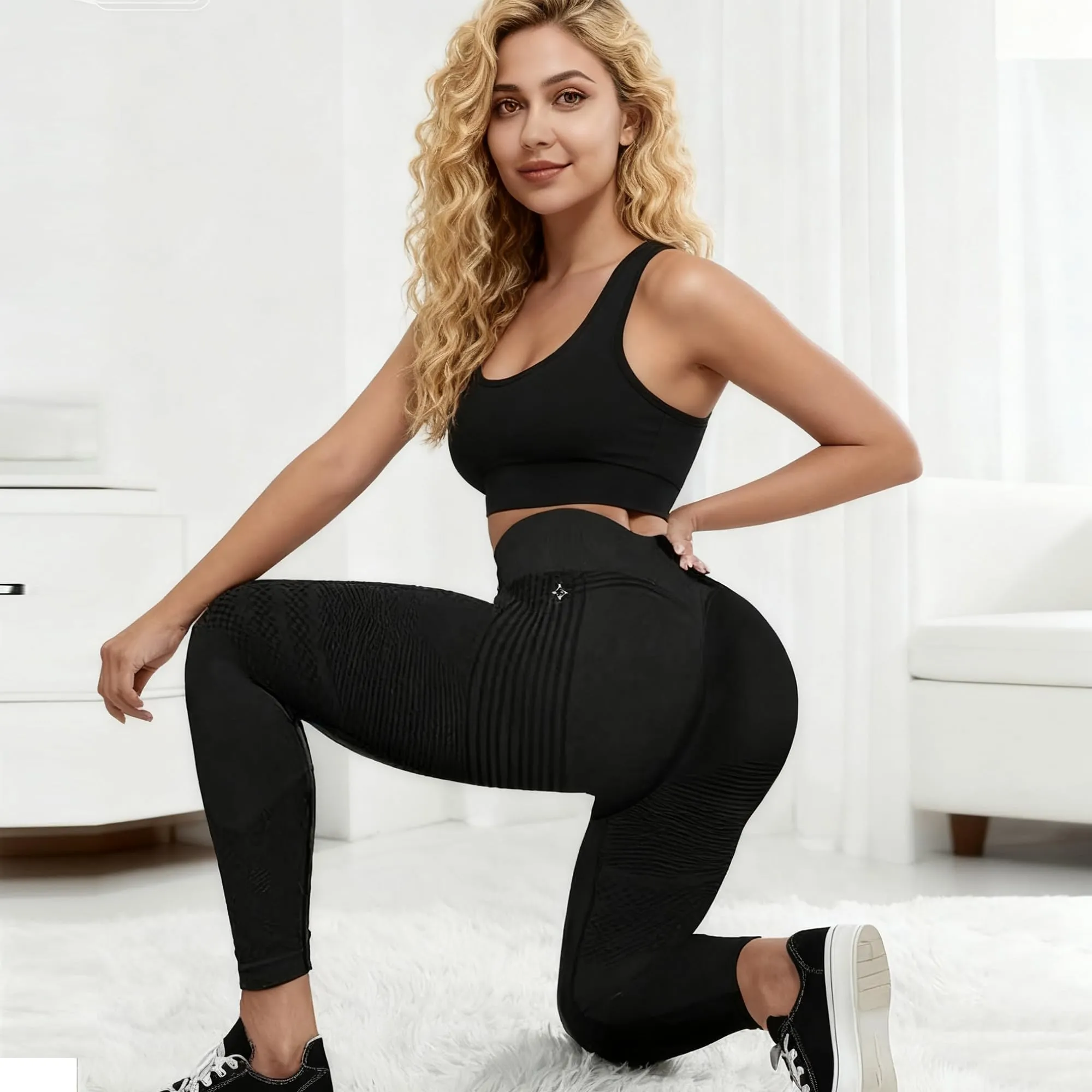 Leggings anticellulite da donna, lunghi, a compressione, sportivi, a vita - immagine 3