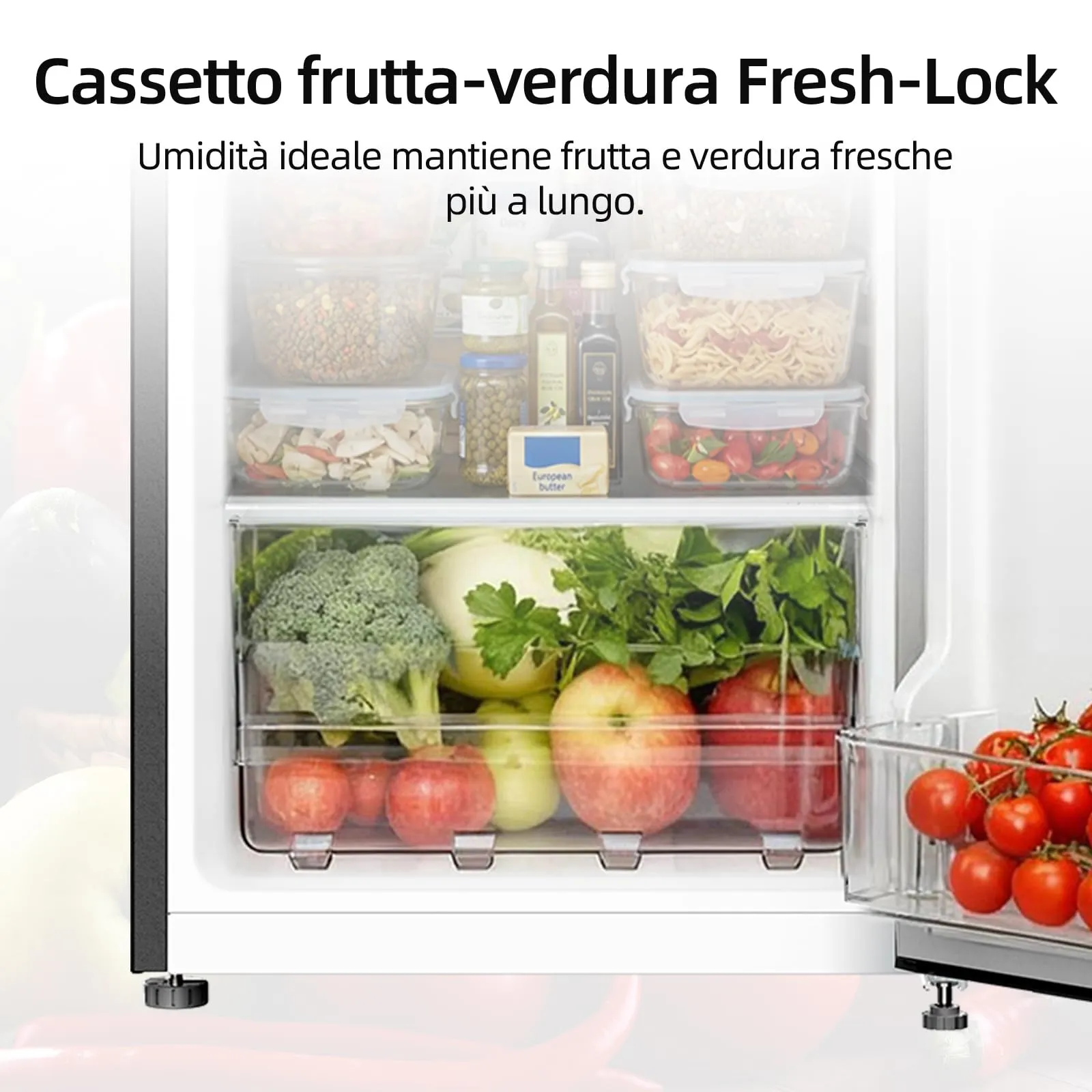 CHiQ 130L Frigorifero Combinato con Freezer Superiore & 44cm Slim Nero - immagine 10