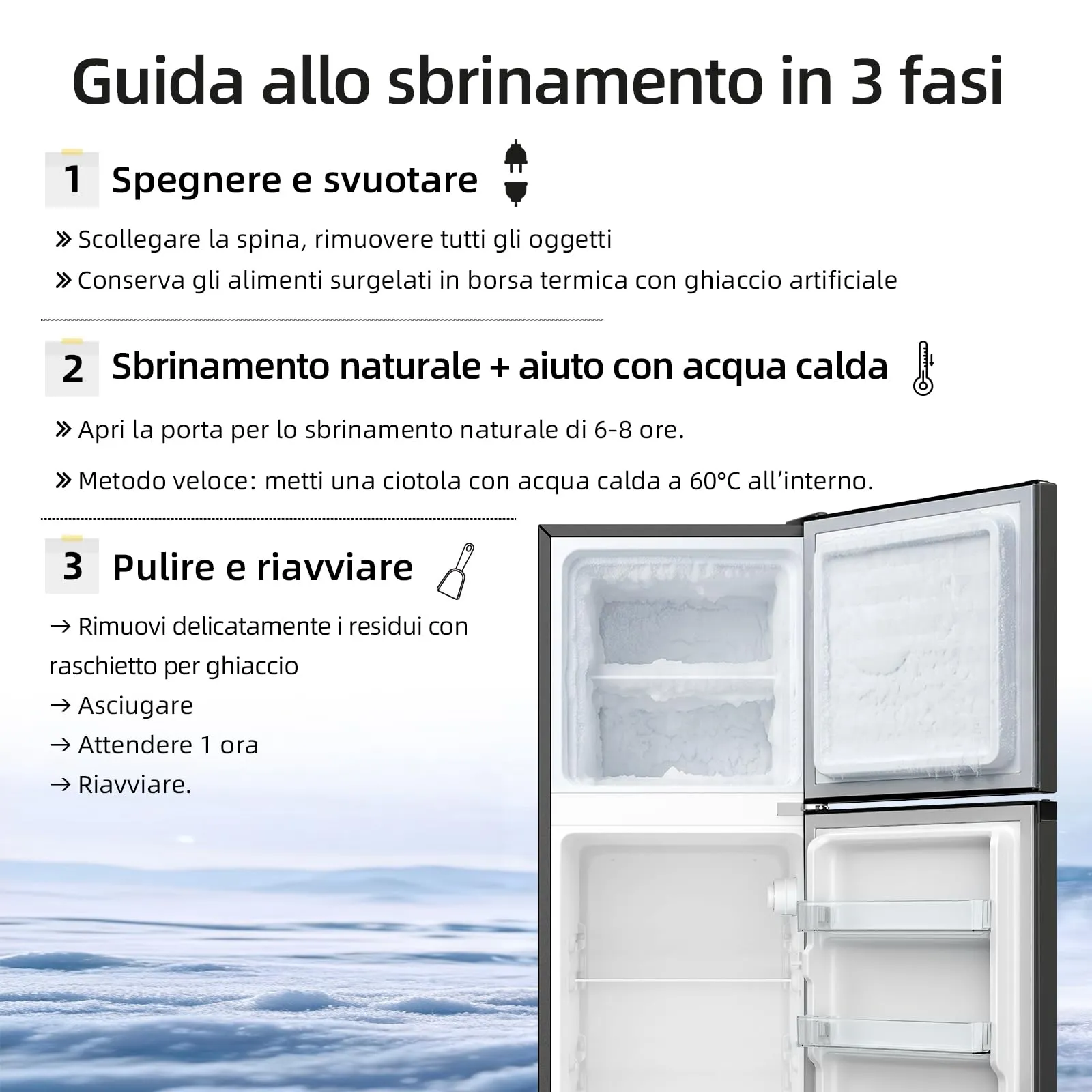 CHiQ 130L Frigorifero Combinato con Freezer Superiore & 44cm Slim Nero - immagine 11