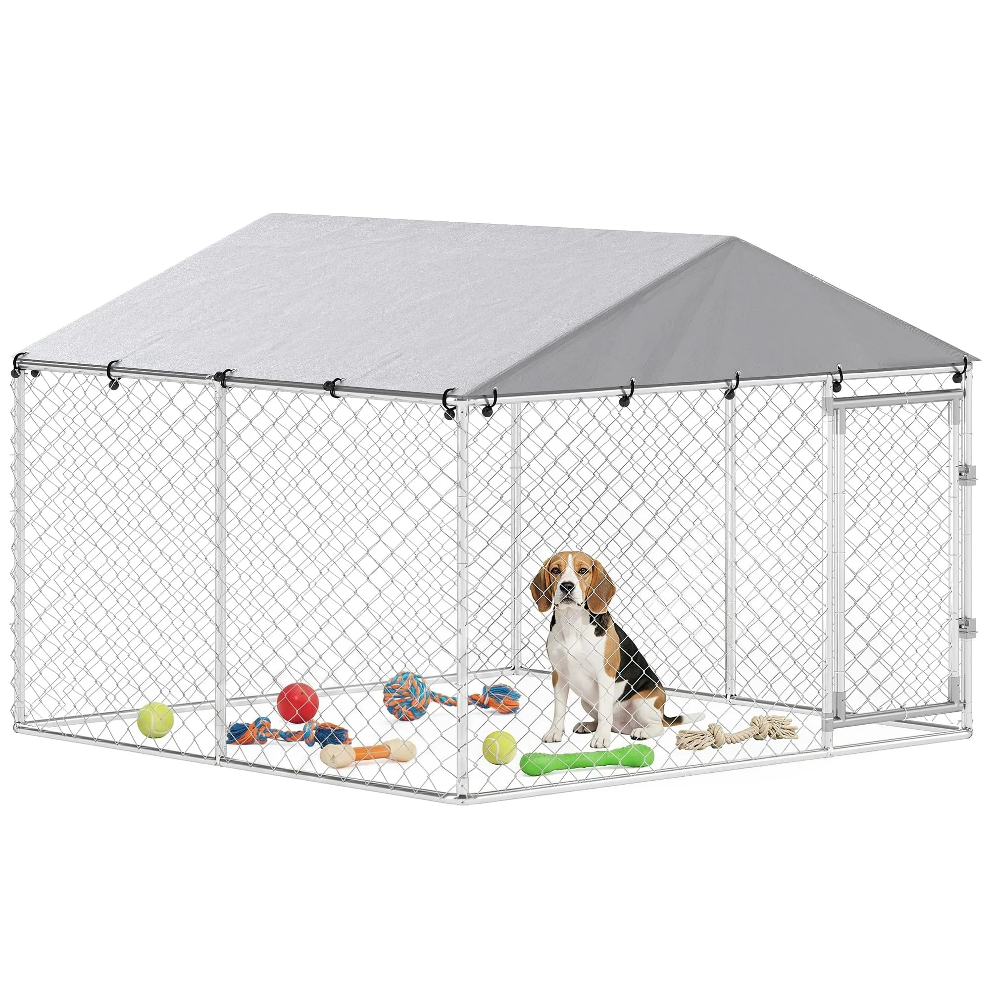PawHut Kennel Gabbia per Cani da Esterno, 230x230x170 cm, Argento - immagine 1