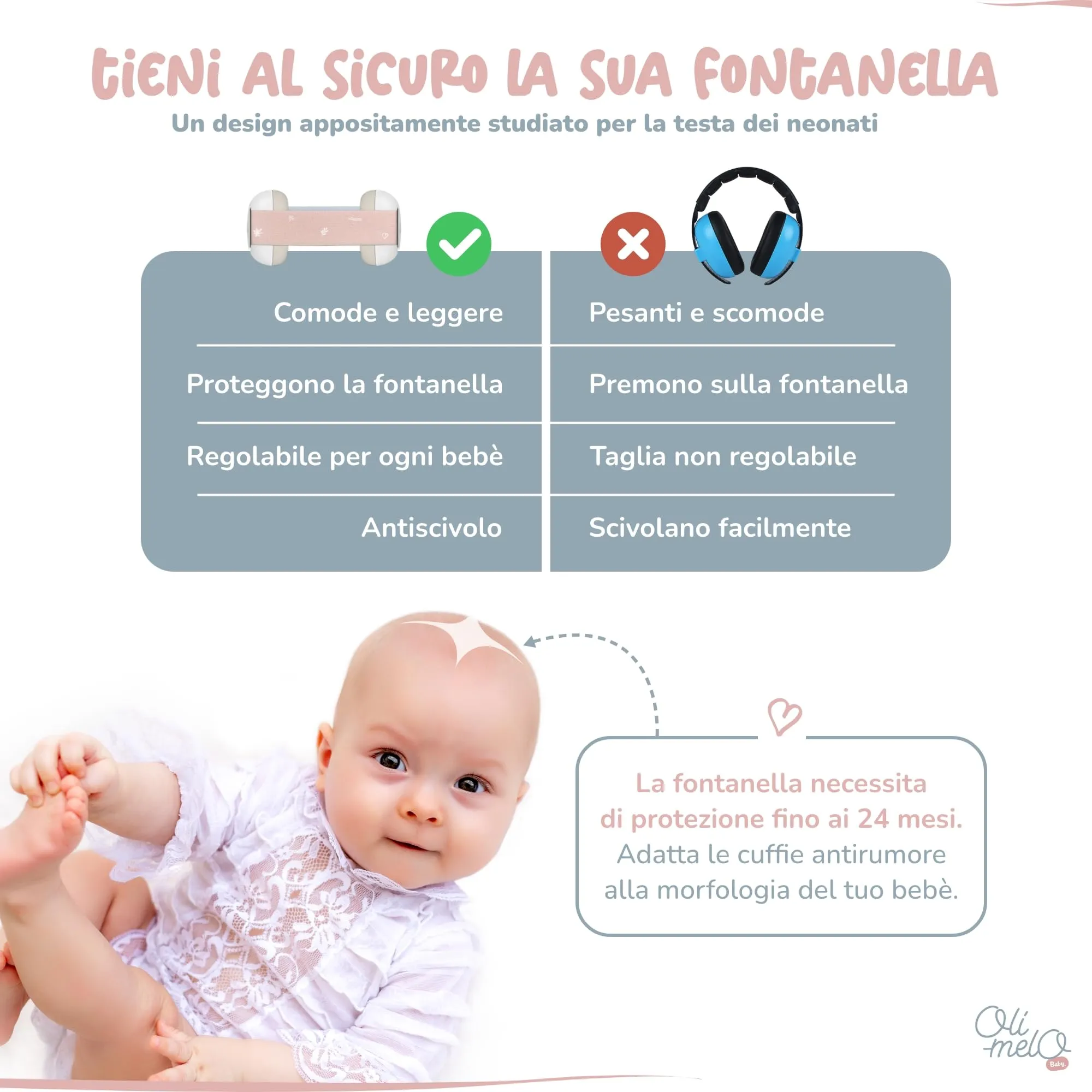 Oli-Melo Cuffie Neonato Antirumore per Proteggere l'Udito Fino a 34dB - CE - immagine 5