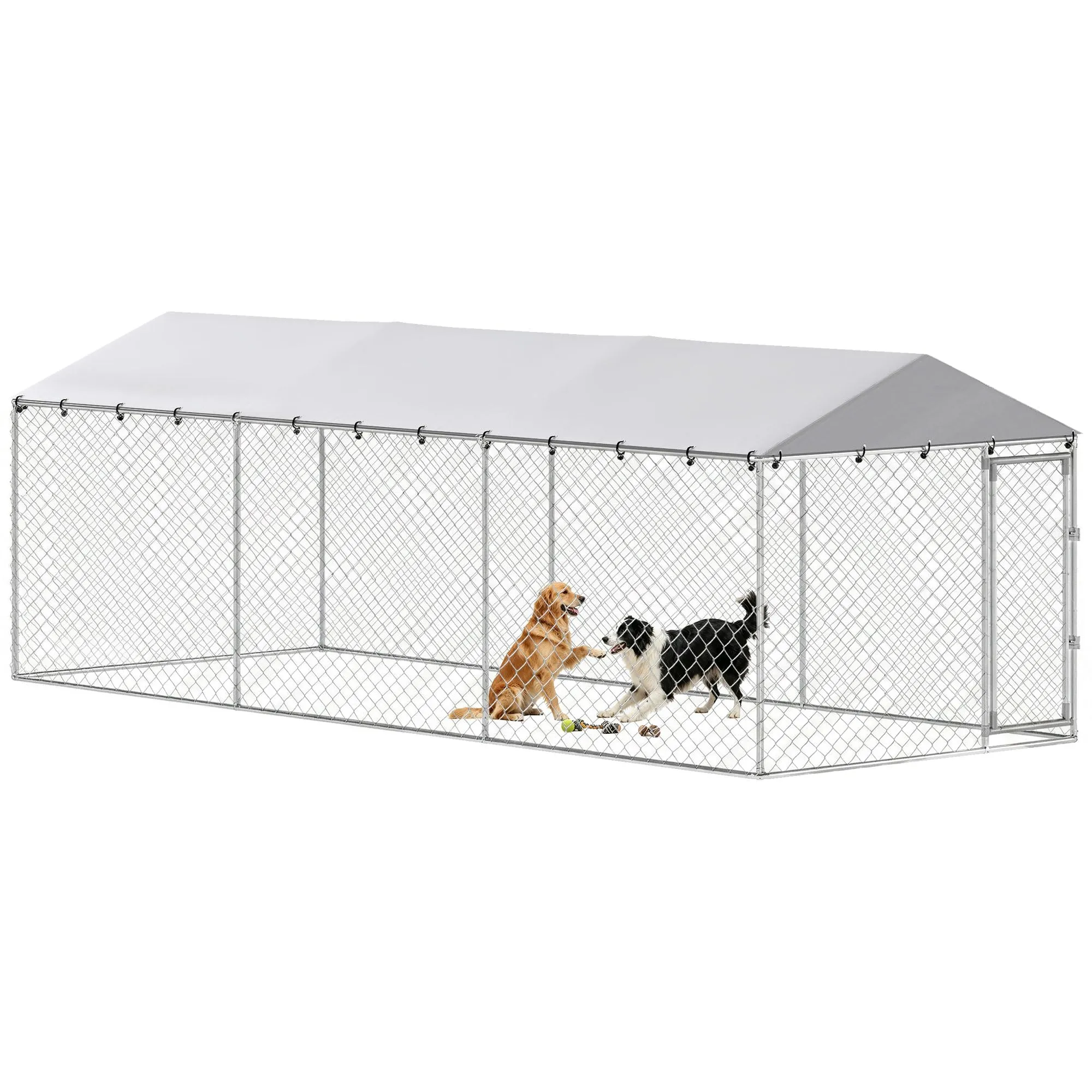 PawHut Kennel Gabbia per Cani da Esterno, 600x230x200 cm, Argento - immagine 1