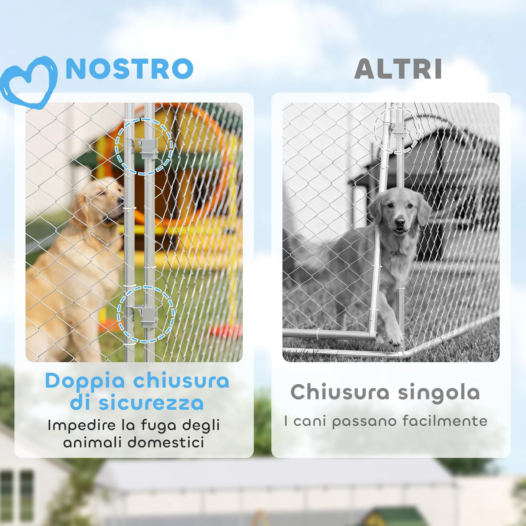 PawHut Kennel Gabbia per Cani da Esterno, 600x230x200 cm, Argento - immagine 6