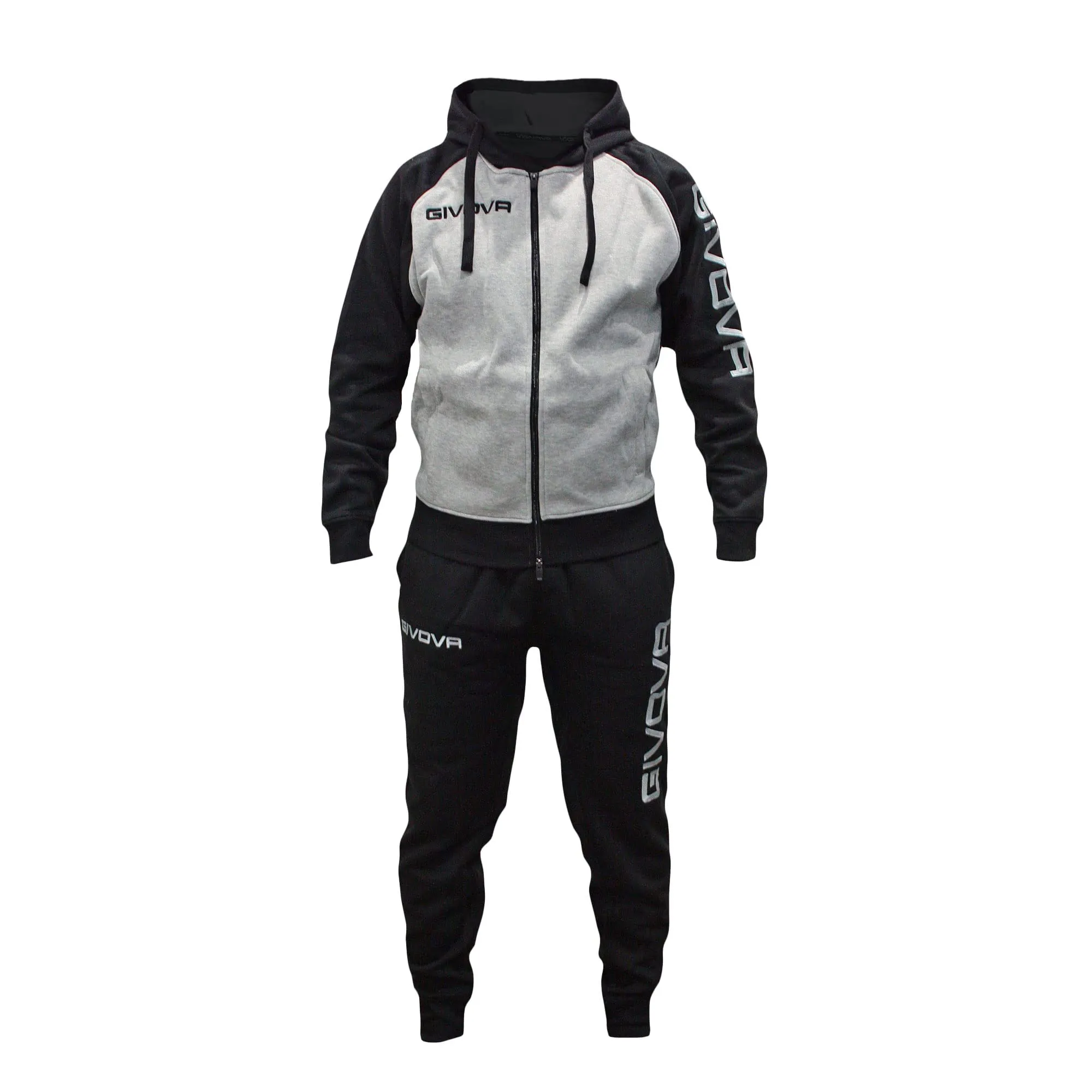 Perseo Sport Tuta Uomo Cotone Felpato Cappuccio Modello PSLF33 (IT, Testo, S, Regular, Regular, Grigio/Nero) - immagine 1