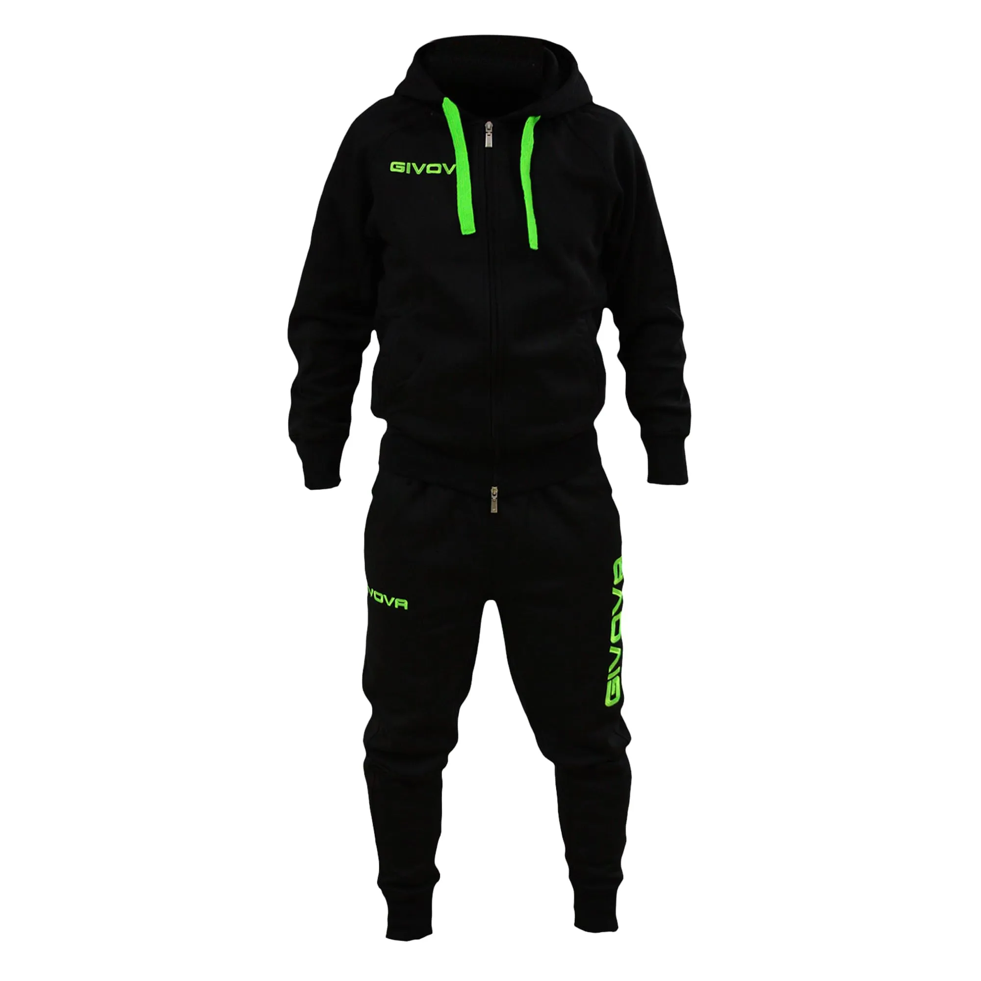 Perseo Sport Tuta Uomo Cotone Felpato Cappuccio Modello PSLF33-21 (IT, Testo, XXL, Regular, Regular, Nero/Verde Fluo) - immagine 1