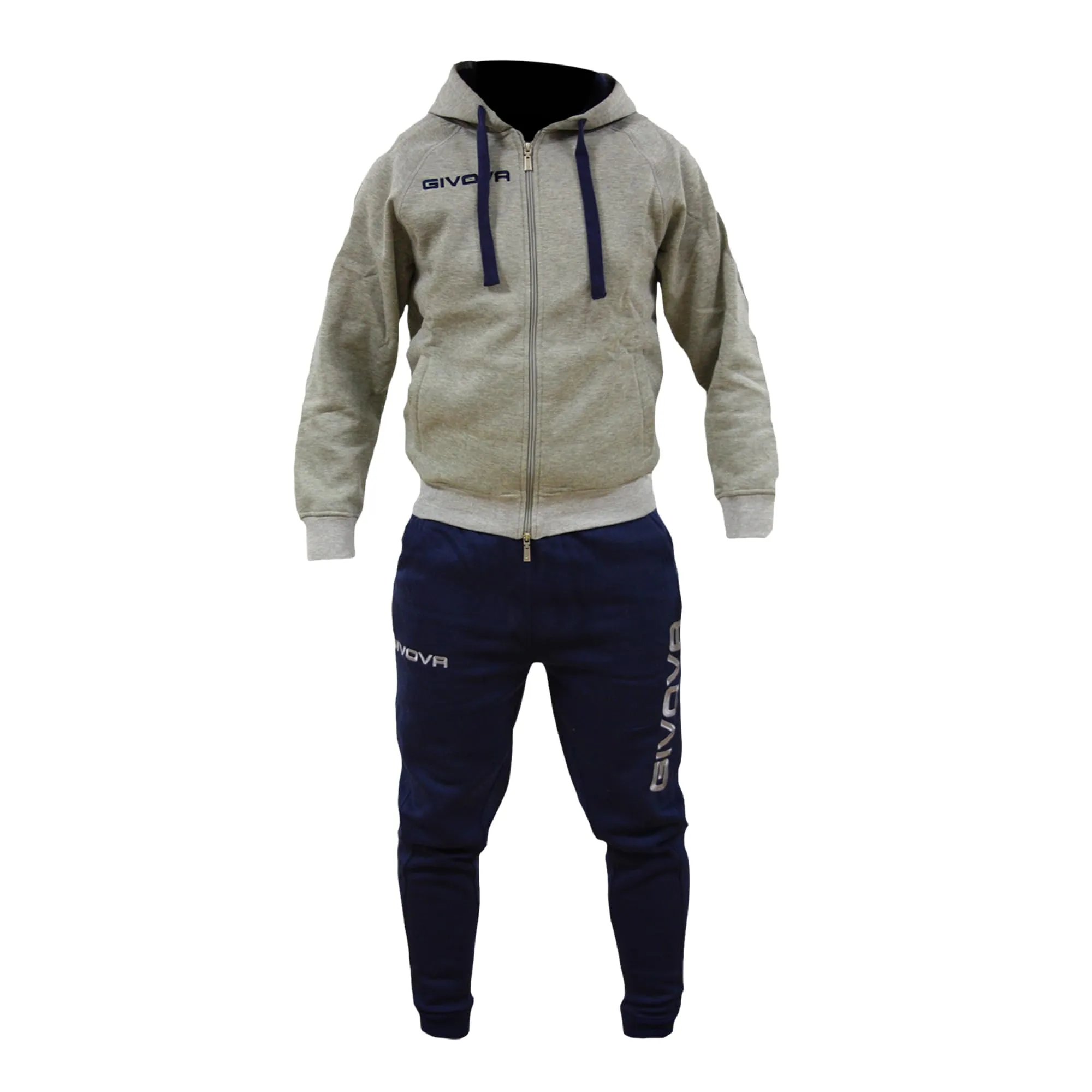 Perseo Sport Tuta Uomo Cotone Felpato Cappuccio Modello PSLF33-21 (IT, Testo, M, Regular, Regular, Grigio/Blu) - immagine 1