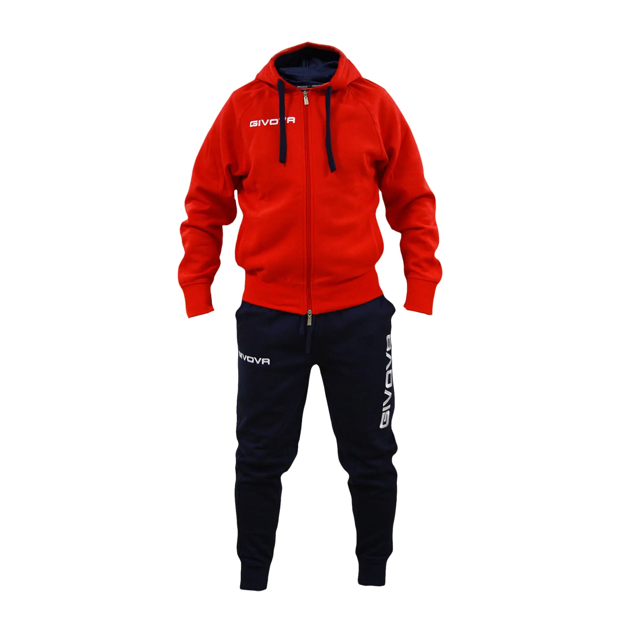 Perseo Sport Tuta Uomo Cotone Felpato Cappuccio Modello PSLF33-21 (IT, Testo, S, Regular, Regular, Rosso/Blu) - immagine 1