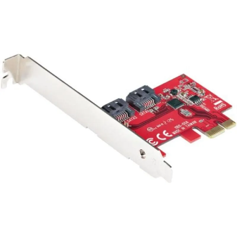 Controller PCI Express SATA 2 Porte 6Gbps ASM1161 Profilo Completo o Basso Rosso - immagine 1