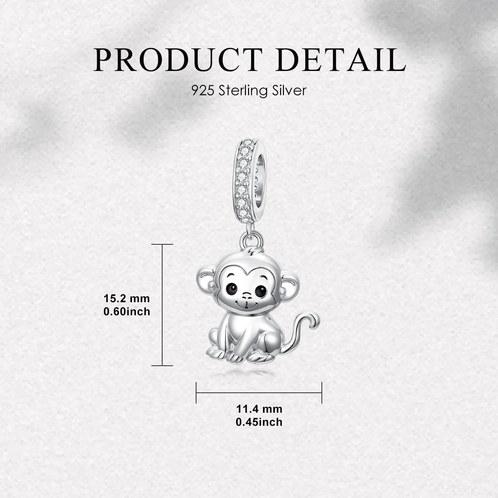 ROMANTICWORK Ciondolo per braccialetti, in argento Sterling 925, a forma di koala, maiale, mucca, scimmia, leone, volpe, colibrì, idea regalo per donne, Argento sterling, Non pietra preziosa - immagine 4