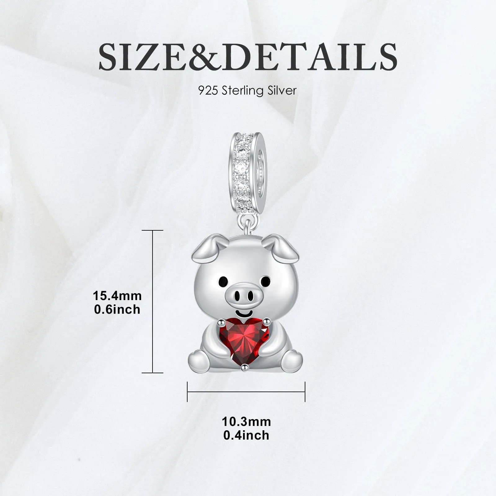 ROMANTICWORK Ciondolo per braccialetti, in argento Sterling 925, a forma di koala, maiale, mucca, scimmia, leone, volpe, colibrì, idea regalo per donne, Argento sterling, Non pietra preziosa - immagine 4