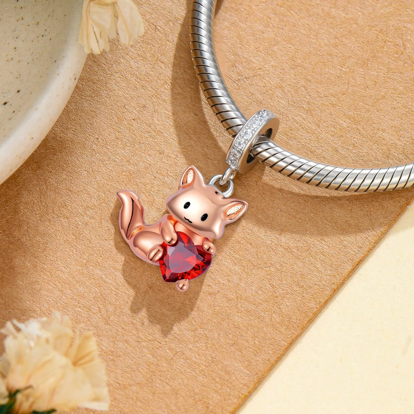 ROMANTICWORK Ciondoli a forma di koala, maiale, mucca delle Highland, scimmia, leone, volpe, colibrì, tigre, panda rosso per braccialetti, argento Sterling 925, ciondolo animale, gioielli - immagine 6