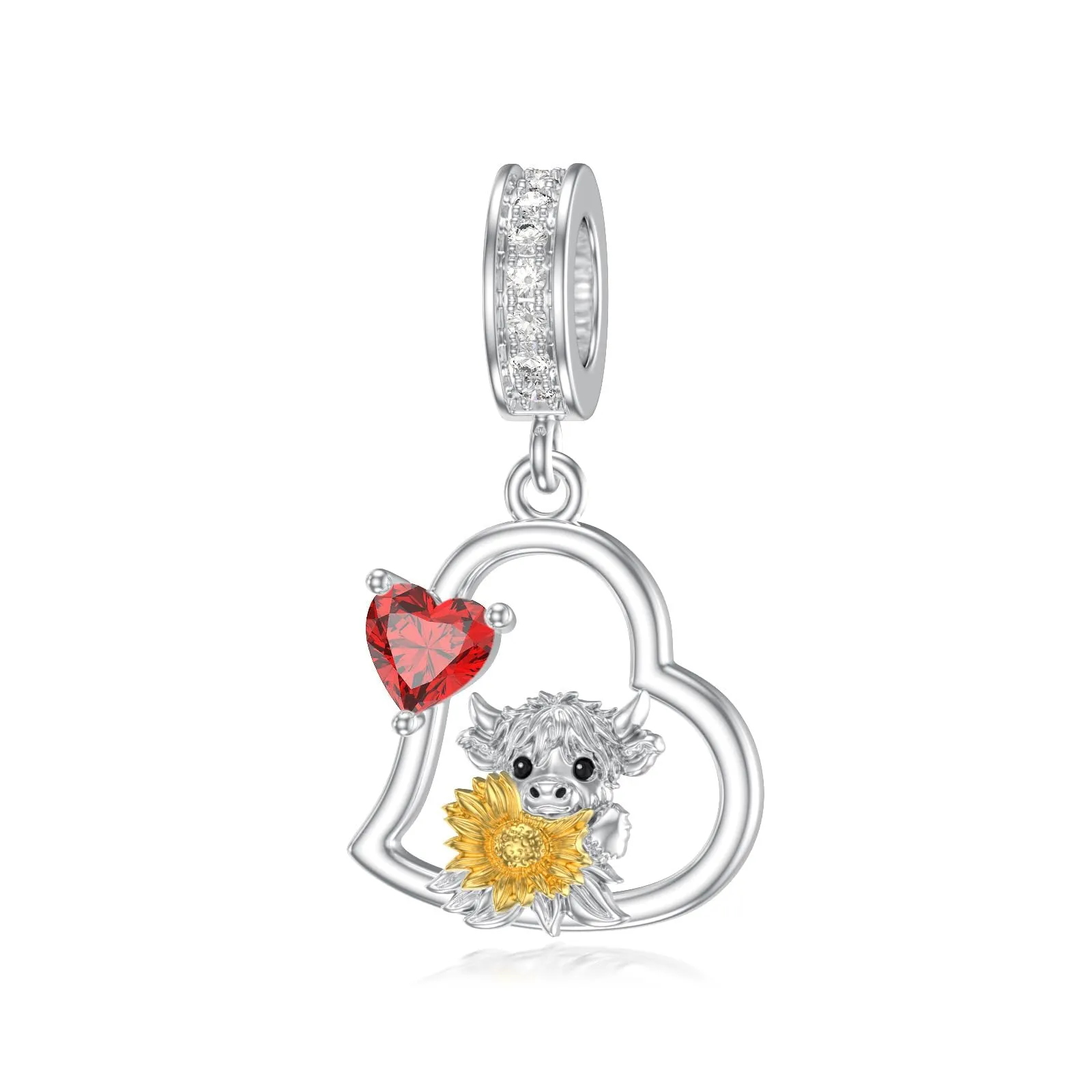 ROMANTICWORK Ciondoli con Koala/Maiale/Mucca delle Highlands/Scimmia/Leone/Volpe/Colibrì/Tigre/Panda Rosso in Argento Sterling 925, Gioielli con Ciondoli Animali, Regali per Donne, Argento sterling - immagine 1