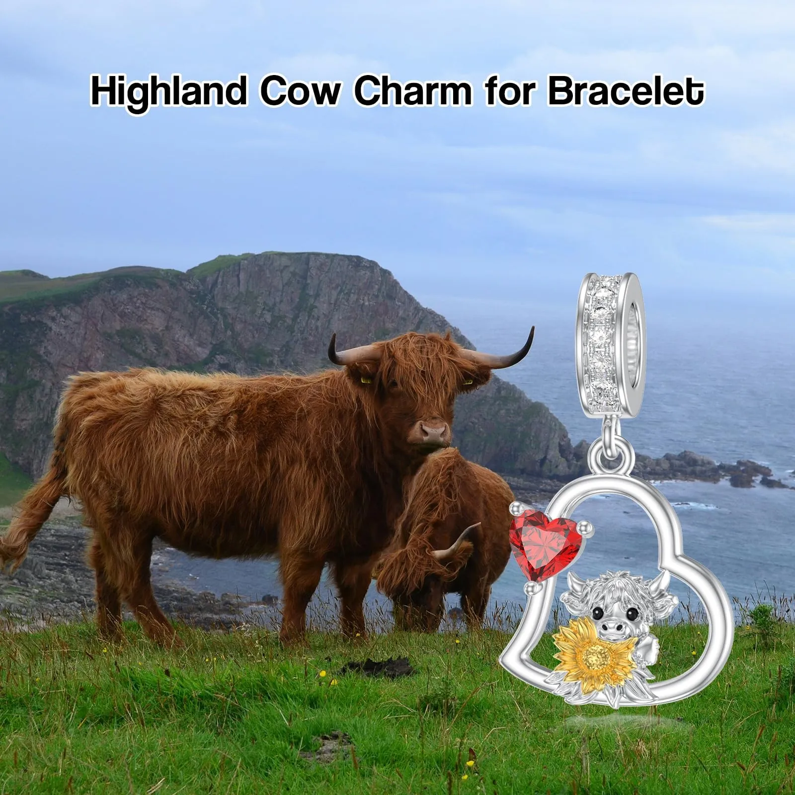 ROMANTICWORK Ciondoli con Koala/Maiale/Mucca delle Highlands/Scimmia/Leone/Volpe/Colibrì/Tigre/Panda Rosso in Argento Sterling 925, Gioielli con Ciondoli Animali, Regali per Donne, Argento sterling - immagine 3
