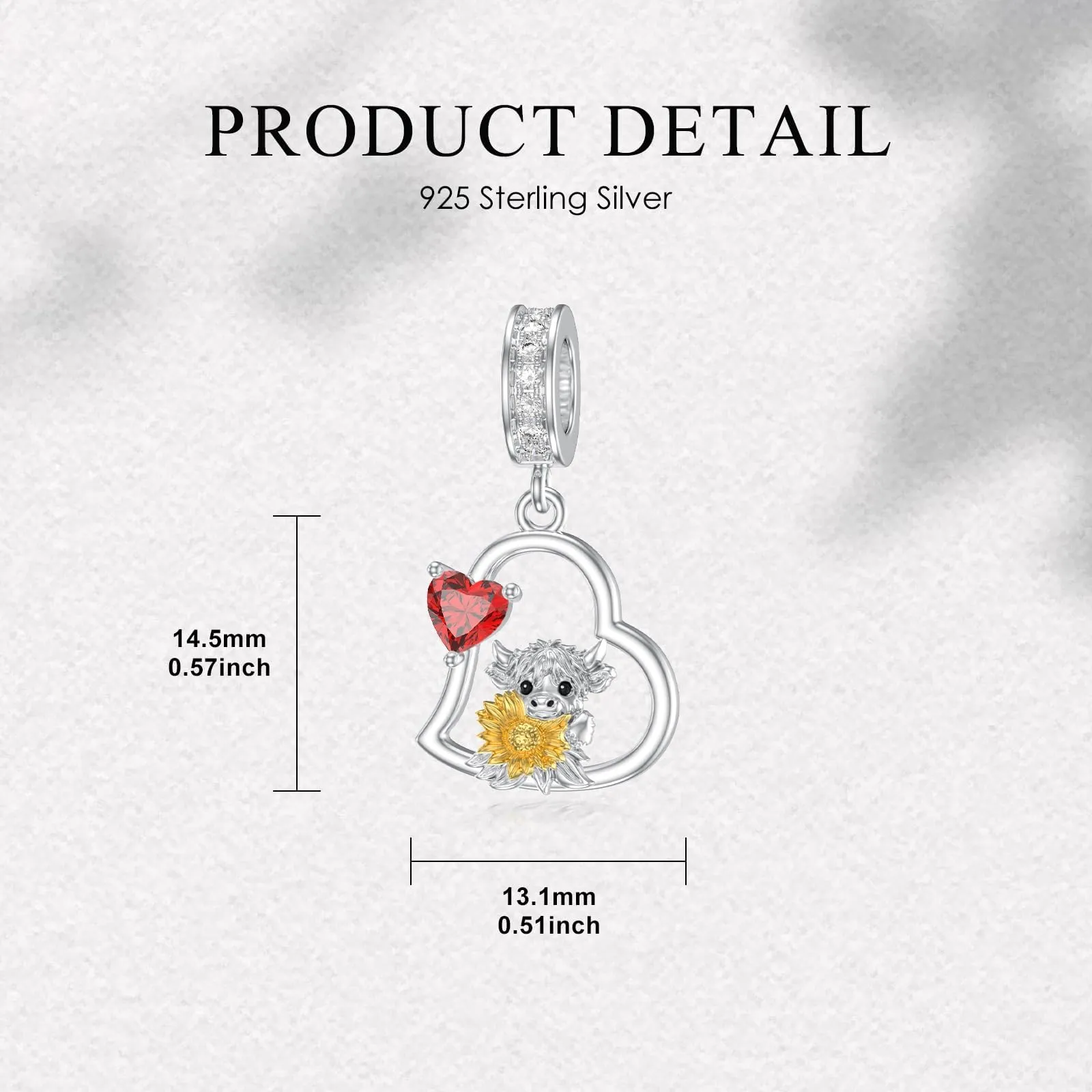 ROMANTICWORK Ciondoli con Koala/Maiale/Mucca delle Highlands/Scimmia/Leone/Volpe/Colibrì/Tigre/Panda Rosso in Argento Sterling 925, Gioielli con Ciondoli Animali, Regali per Donne, Argento sterling - immagine 4