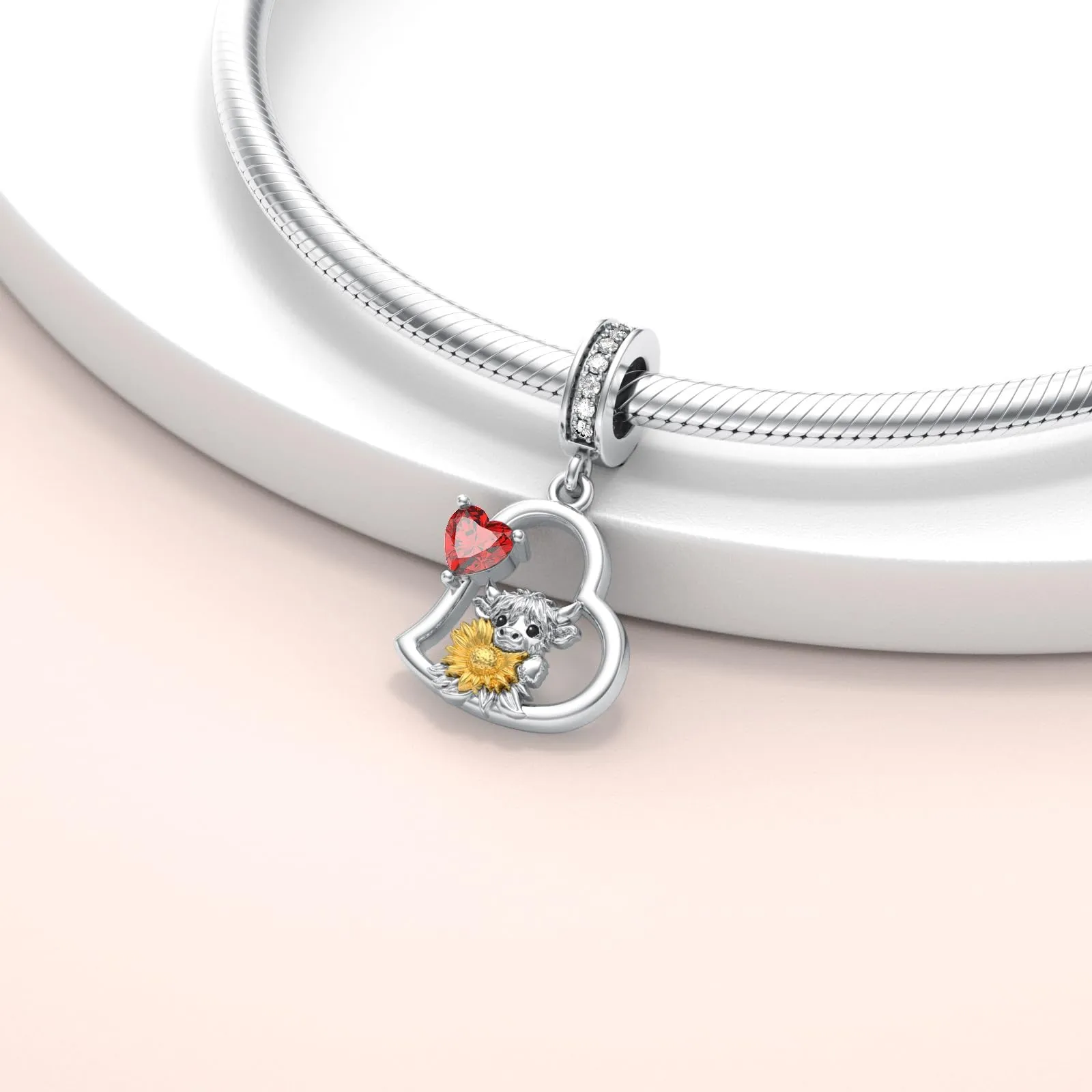 ROMANTICWORK Ciondoli con Koala/Maiale/Mucca delle Highlands/Scimmia/Leone/Volpe/Colibrì/Tigre/Panda Rosso in Argento Sterling 925, Gioielli con Ciondoli Animali, Regali per Donne, Argento sterling - immagine 6