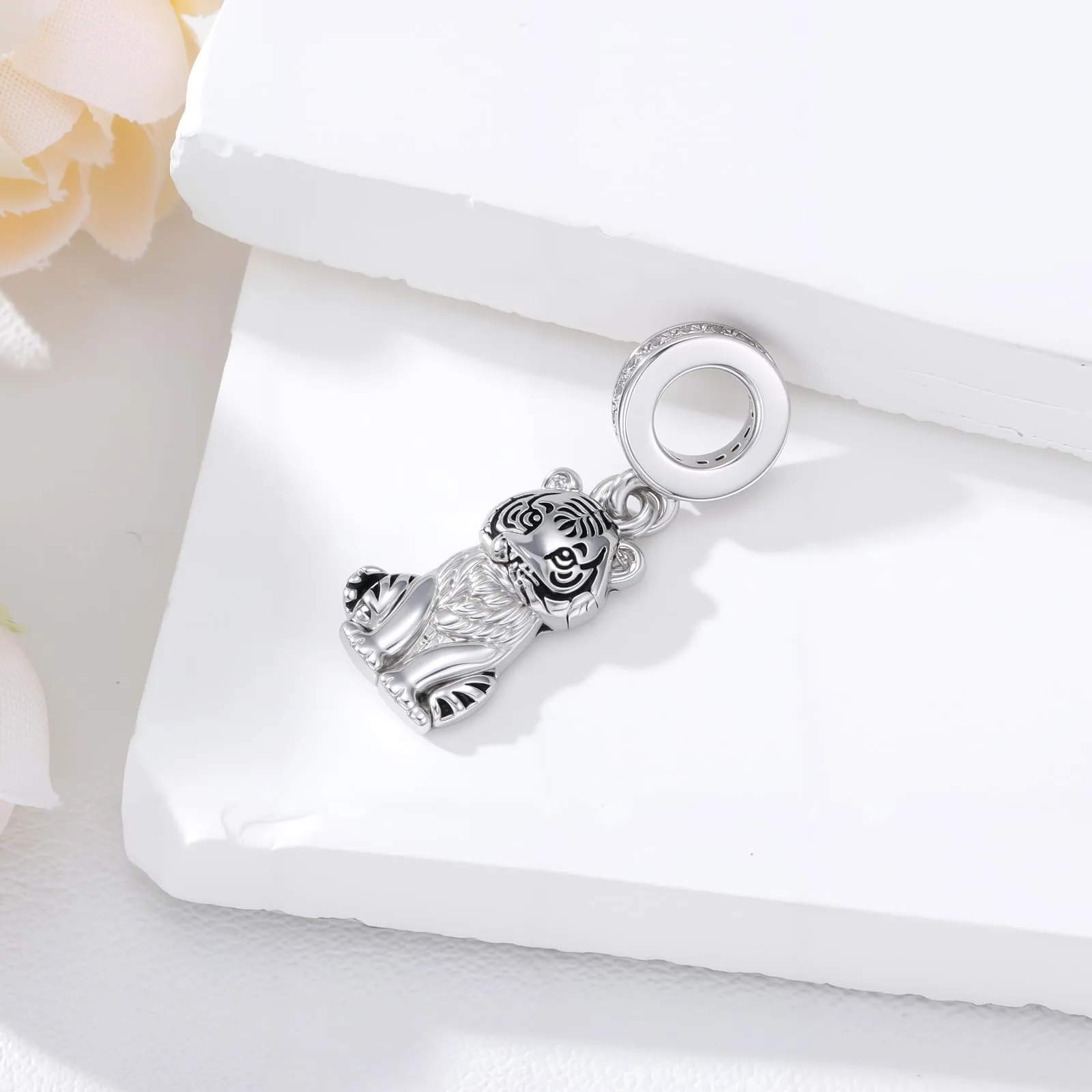 ROMANTICWORK Argento Sterling 925 koala/maialino/gatto/colibrari/bovino/manzo/leone/volpe/scimmia/teschio/tigre/panda rosso per braccialetti animali gioielli da donna, Argento sterling, Non pietra - immagine 2