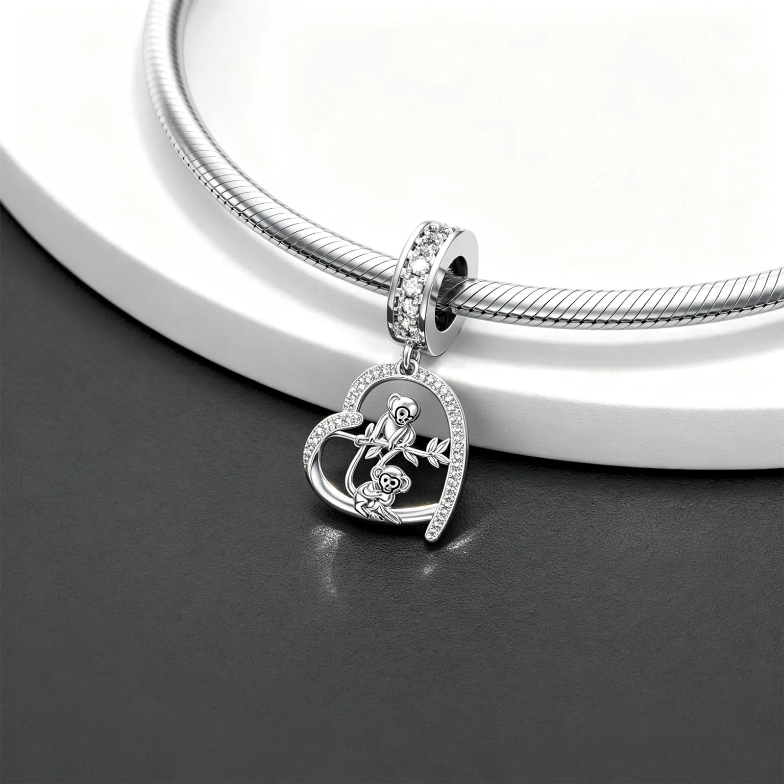 Charm ROMANTICWORK Koala/Maiale/Mucca delle Highlands/Scimmia/Leone/Volpe/Colibrì/Tigre/Panda Rosso in Argento Sterling 925 per Bracciali. Gioielli con Animali per Regalo da Donna, Argento sterling - immagine 3